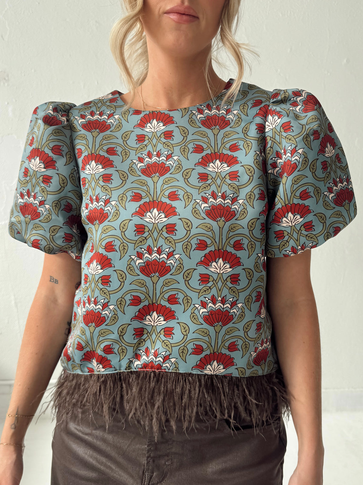 Merritt Feathered and Floral Top