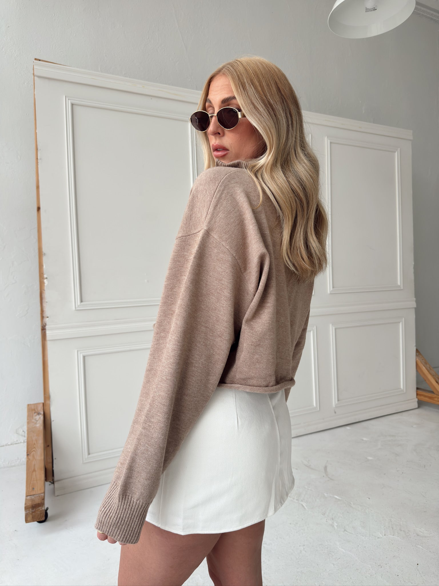 Caitlyn Knit Half-Zip Sweater - Mocha