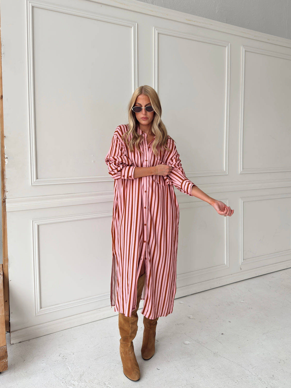Warren Pink & Brown Midi Dress
