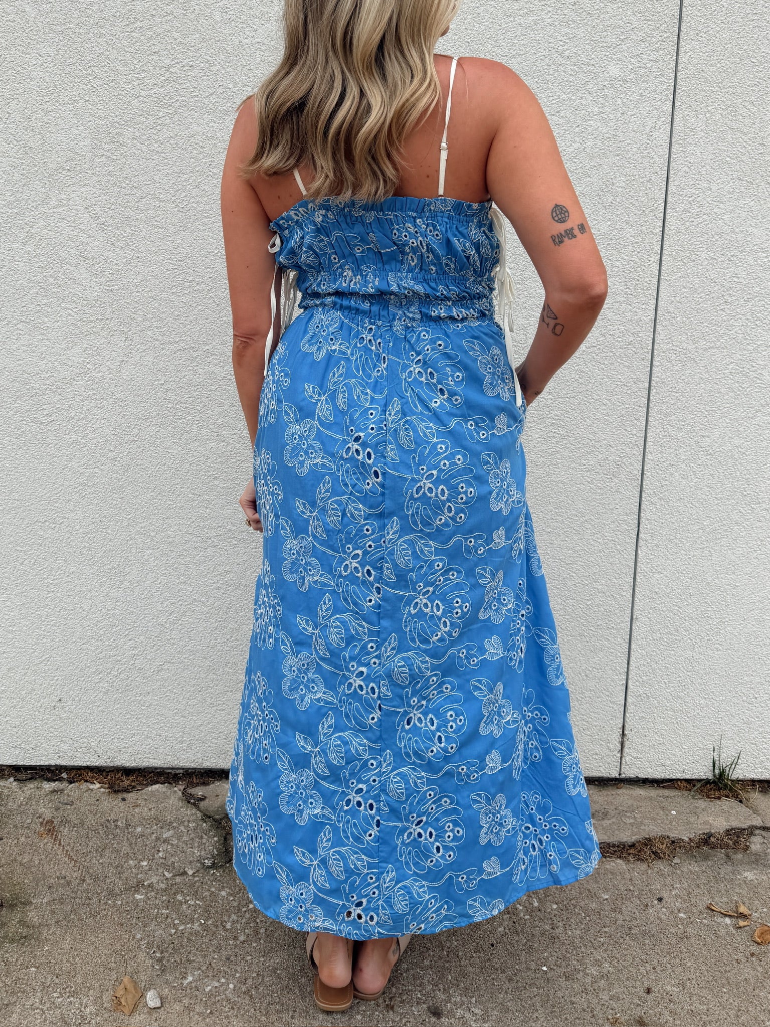 Cassandra Blue Floral Midi Dress