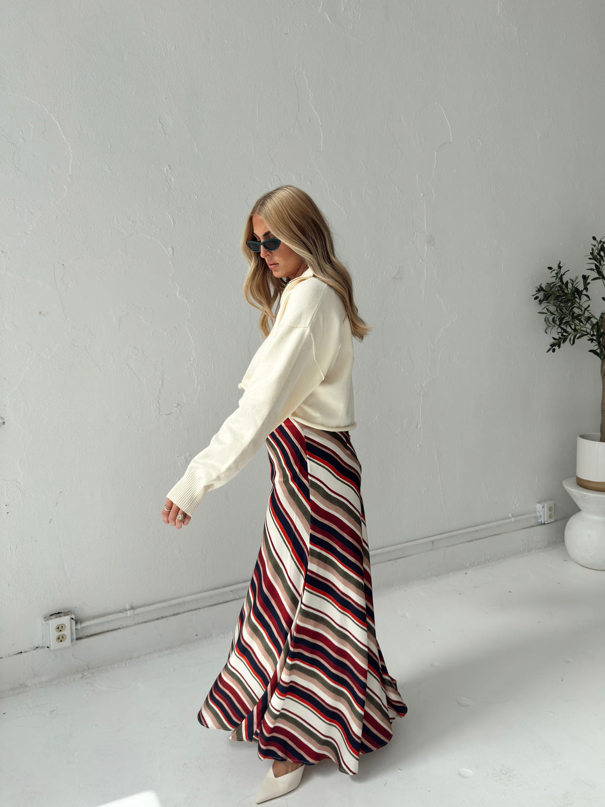 Pre-Order Dani Diagonal Stripe Maxi Skirt (restock eta 10/19)
