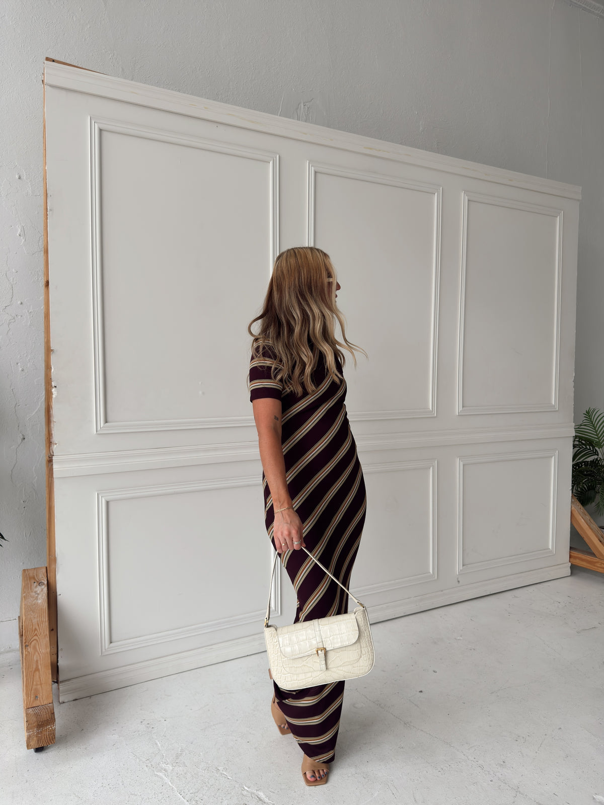 Red Brown Combo Maxi Dress