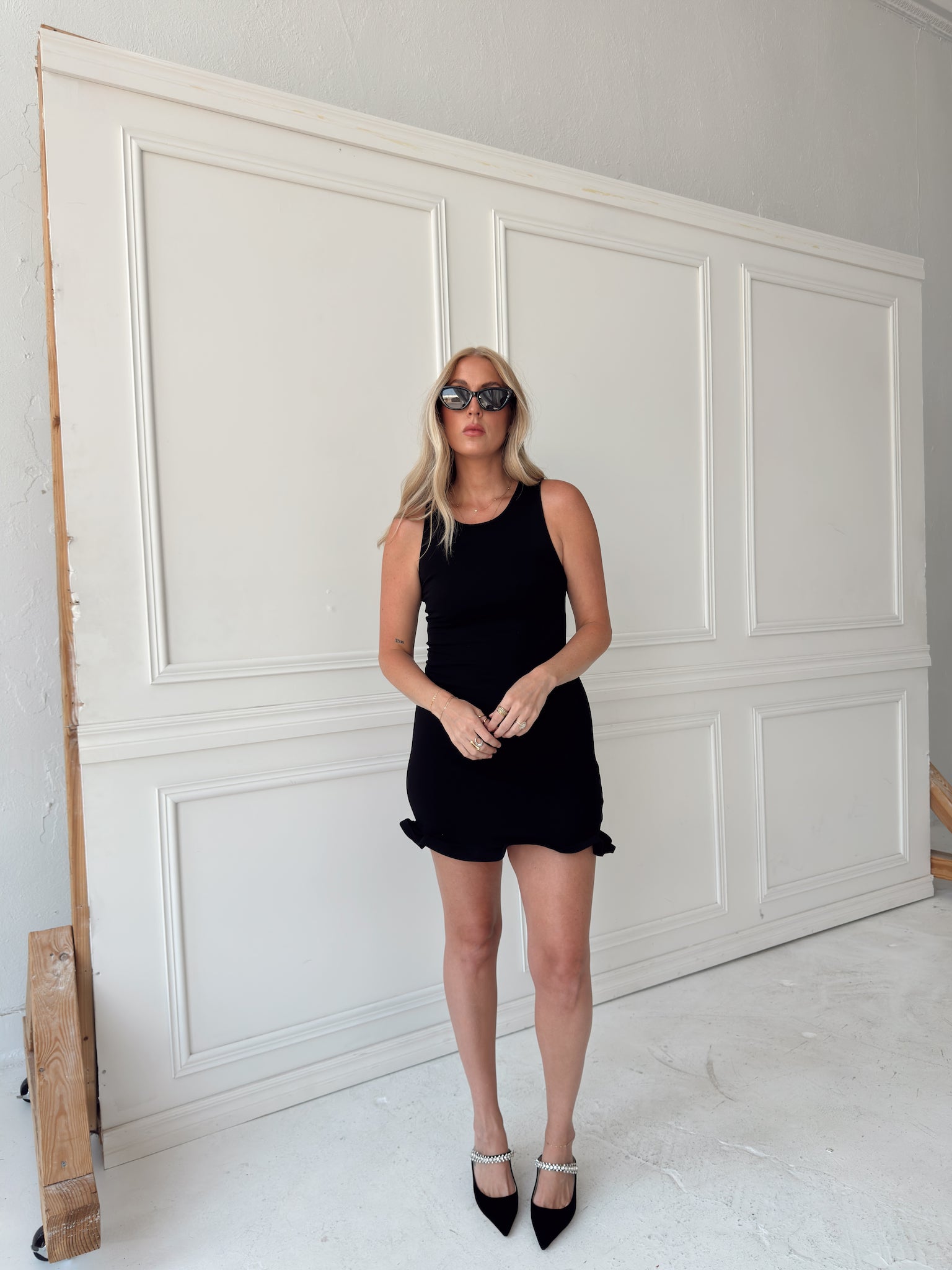 Friday Frilled Hem Ribbed Knit Mini Dress