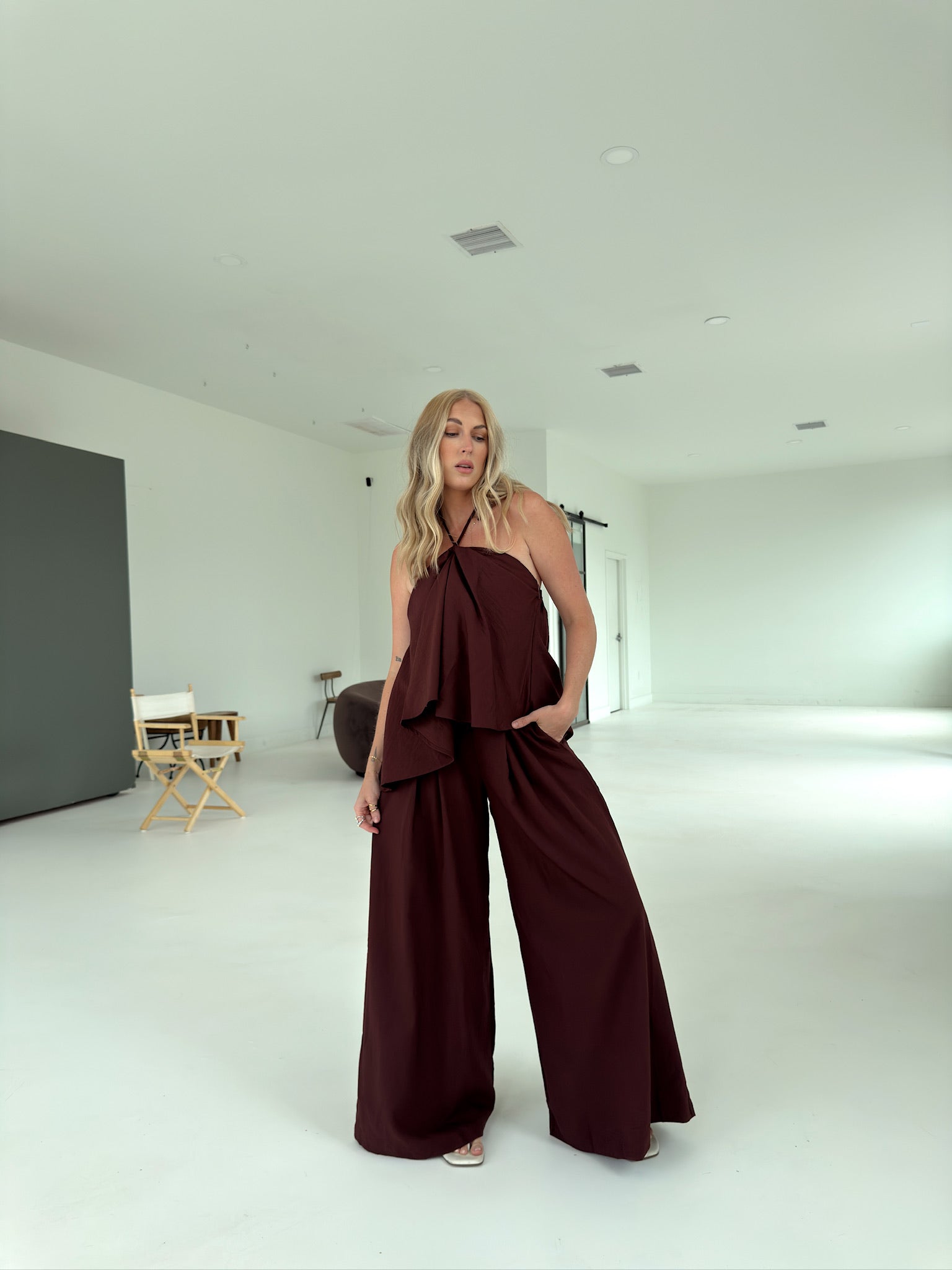 Bri Flowy Pant - Brown
