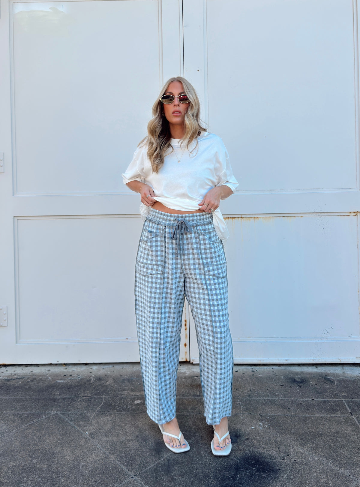 Bailey Barrel Knit Pants - Blue Grey