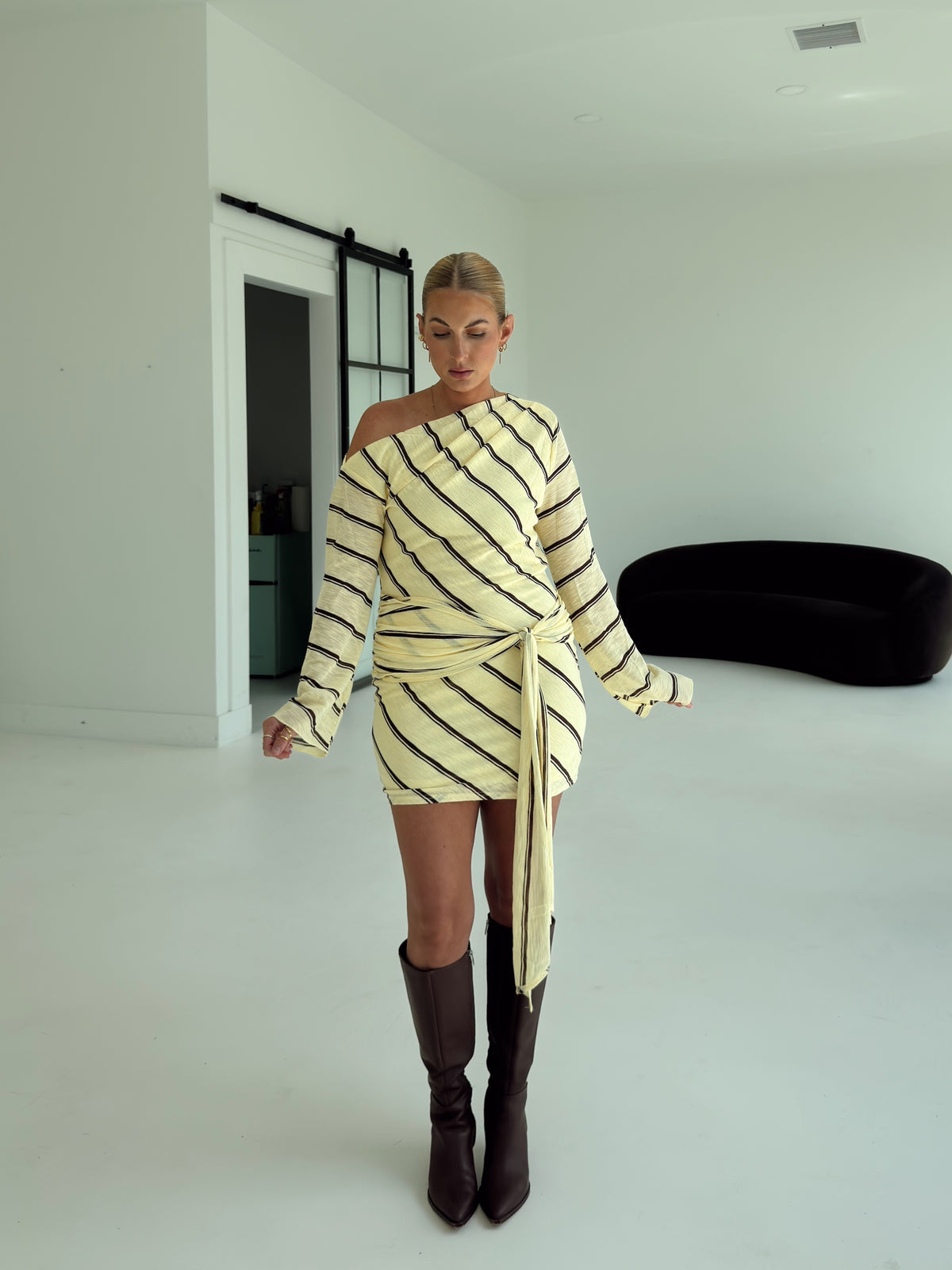 Abigail Yellow Stripe Mini Dress