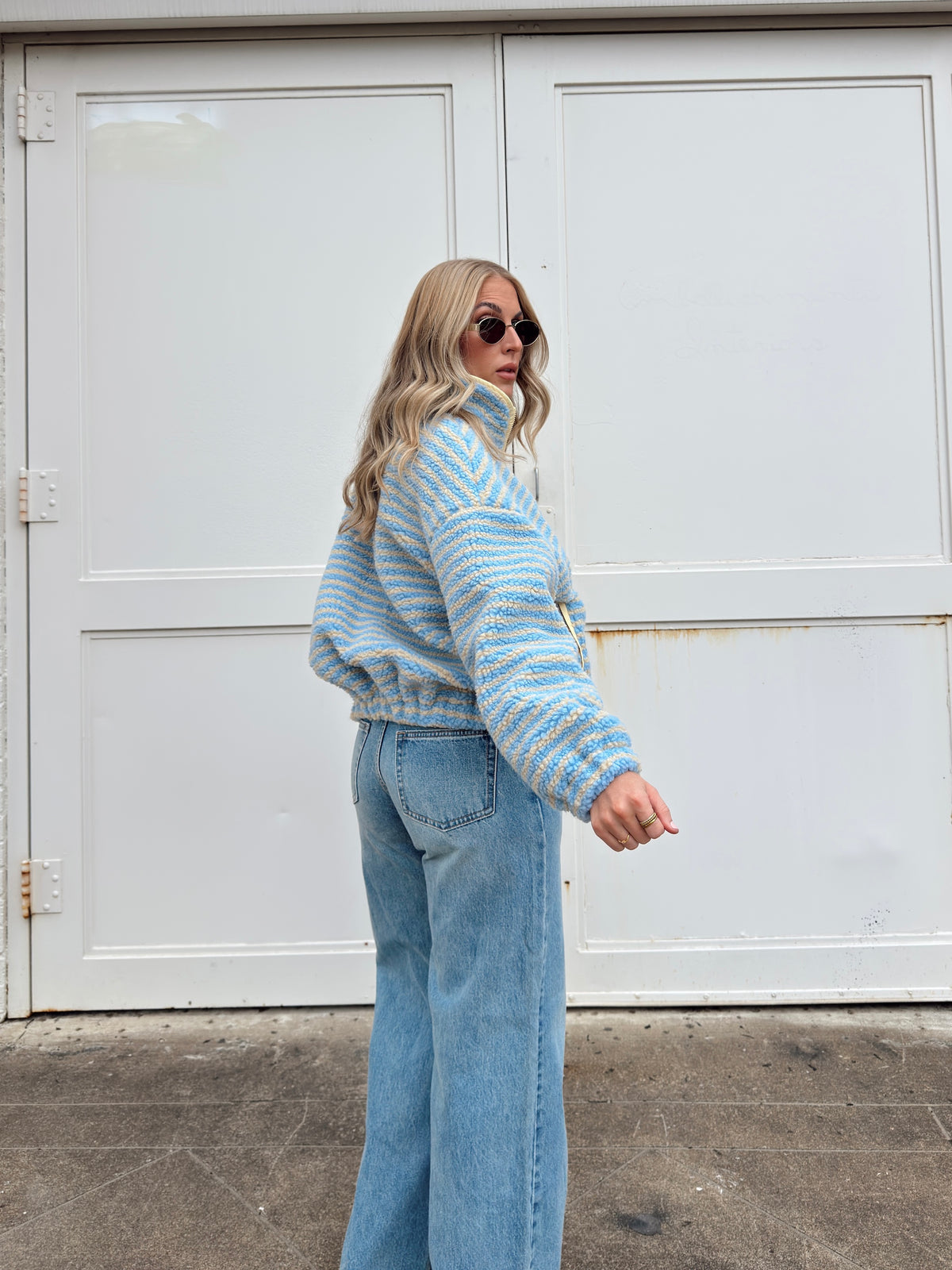 Madi Stripe Oversized Fleece Jacket
