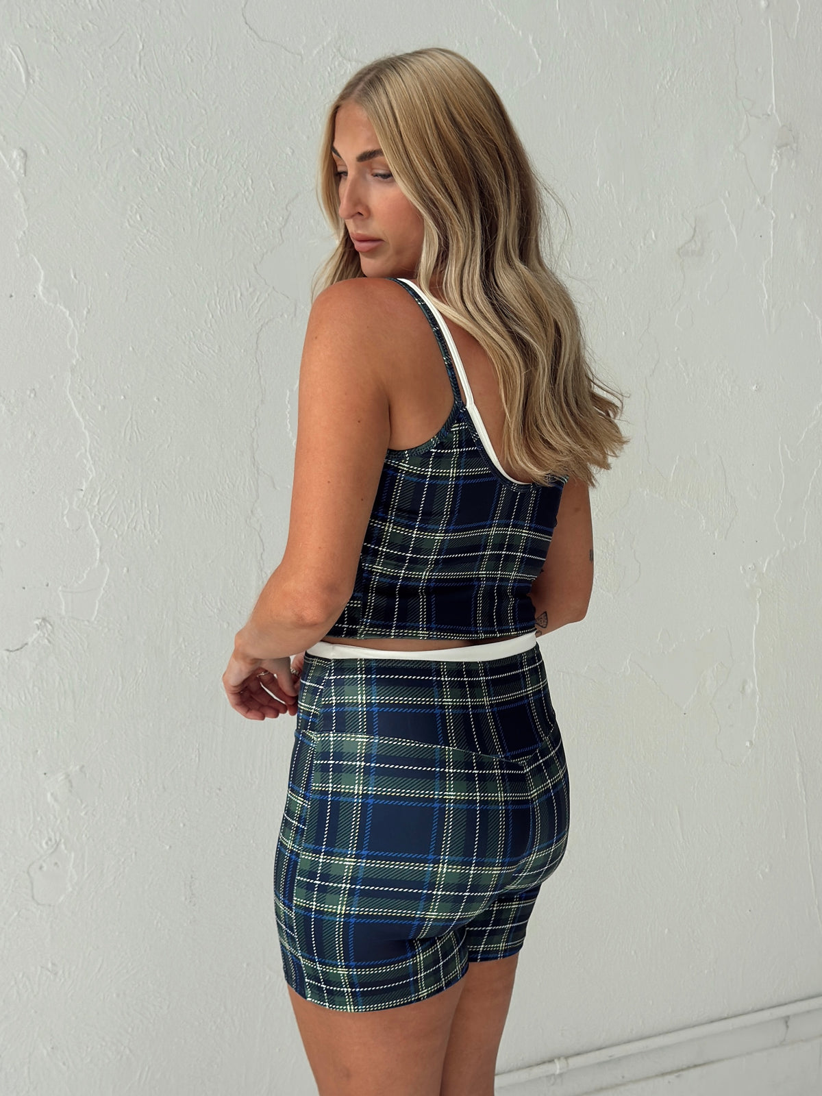 Navy Plaid Cami Top