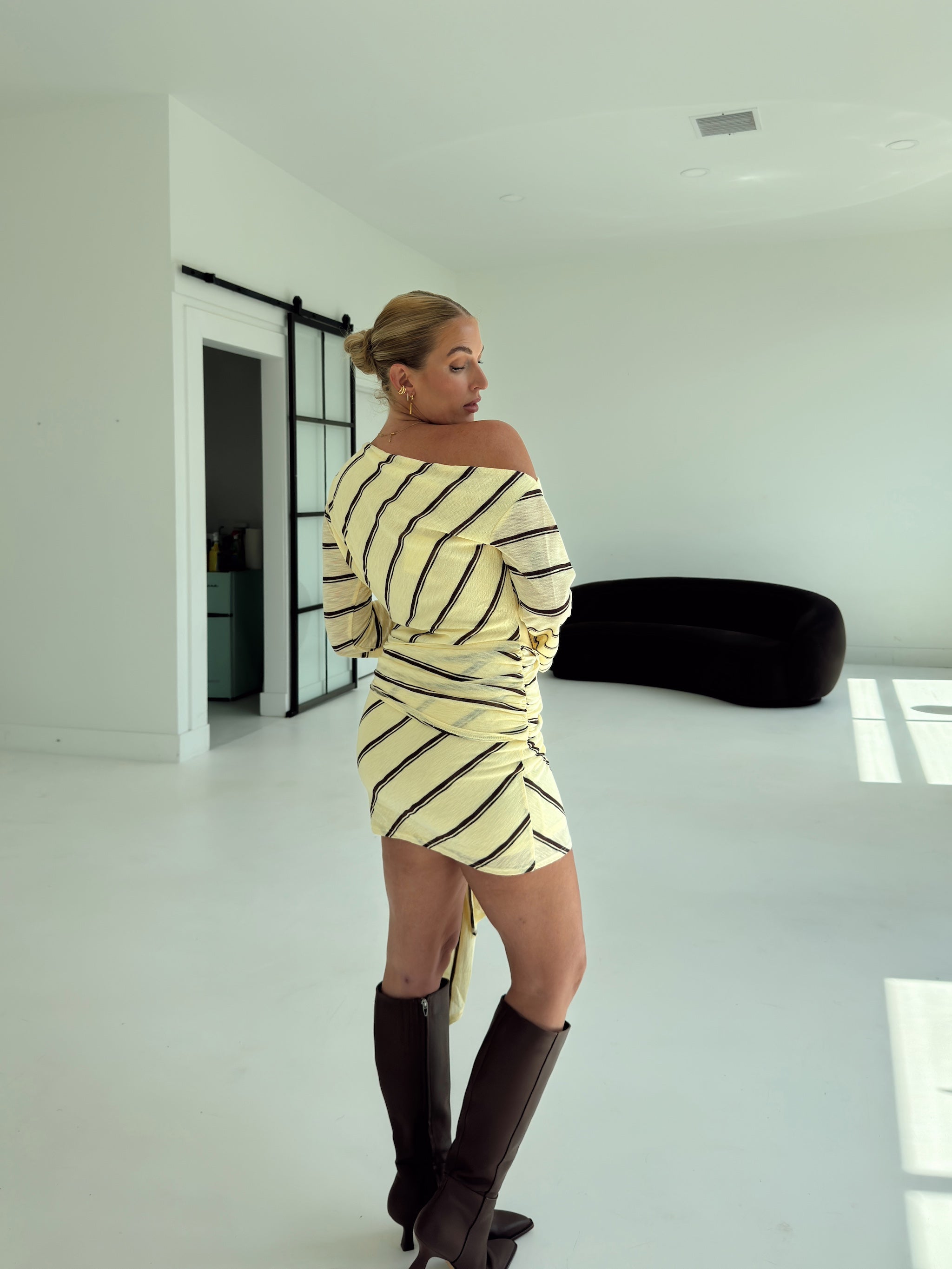 Abigail Yellow Stripe Mini Dress