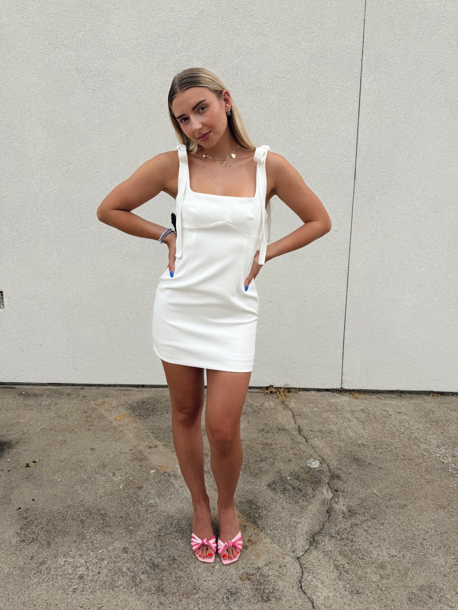 Endless Rose Bow Tie Scoop Neck Mini Dress