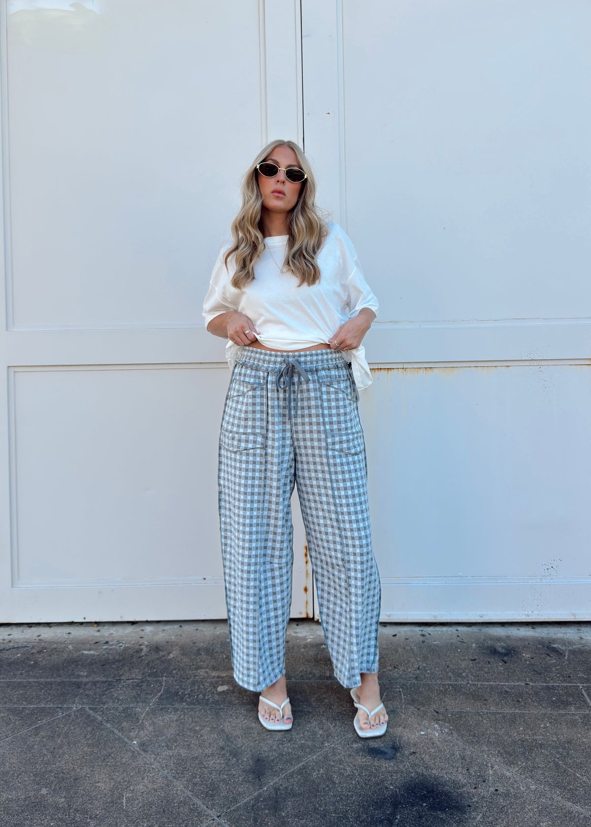 Bailey Barrel Knit Pants - Blue Grey