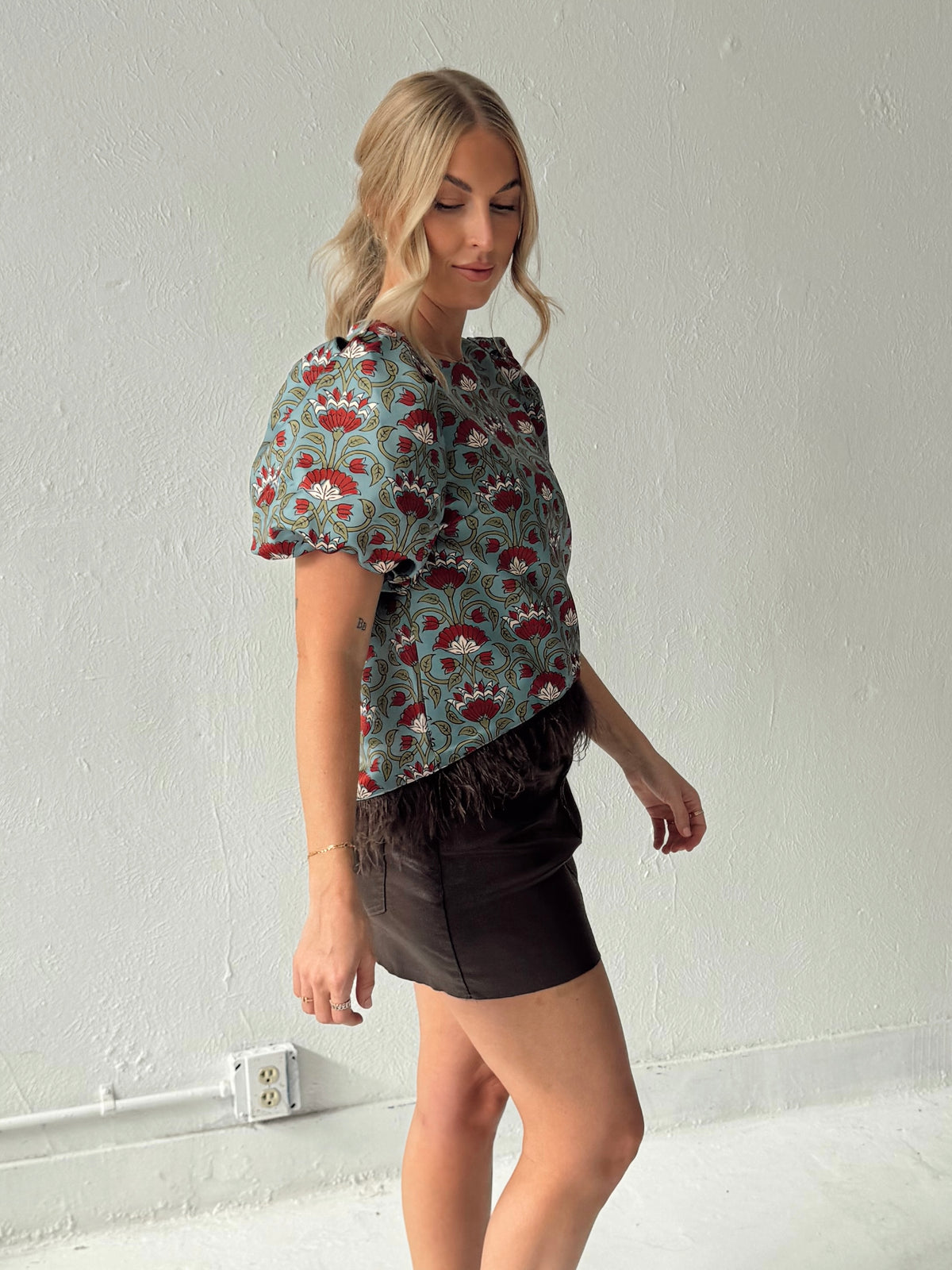 Merritt Feathered and Floral Top