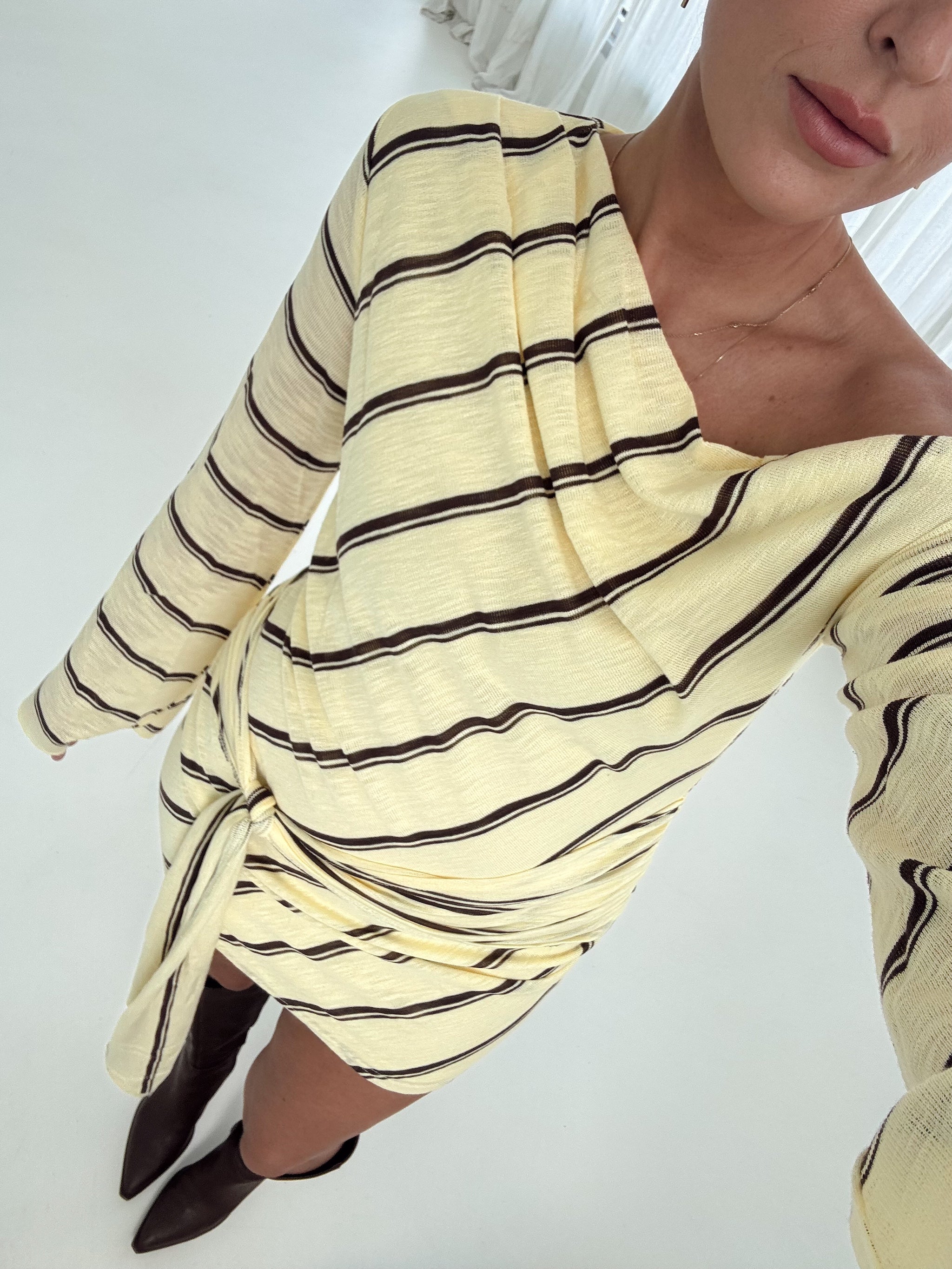Abigail Yellow Stripe Mini Dress