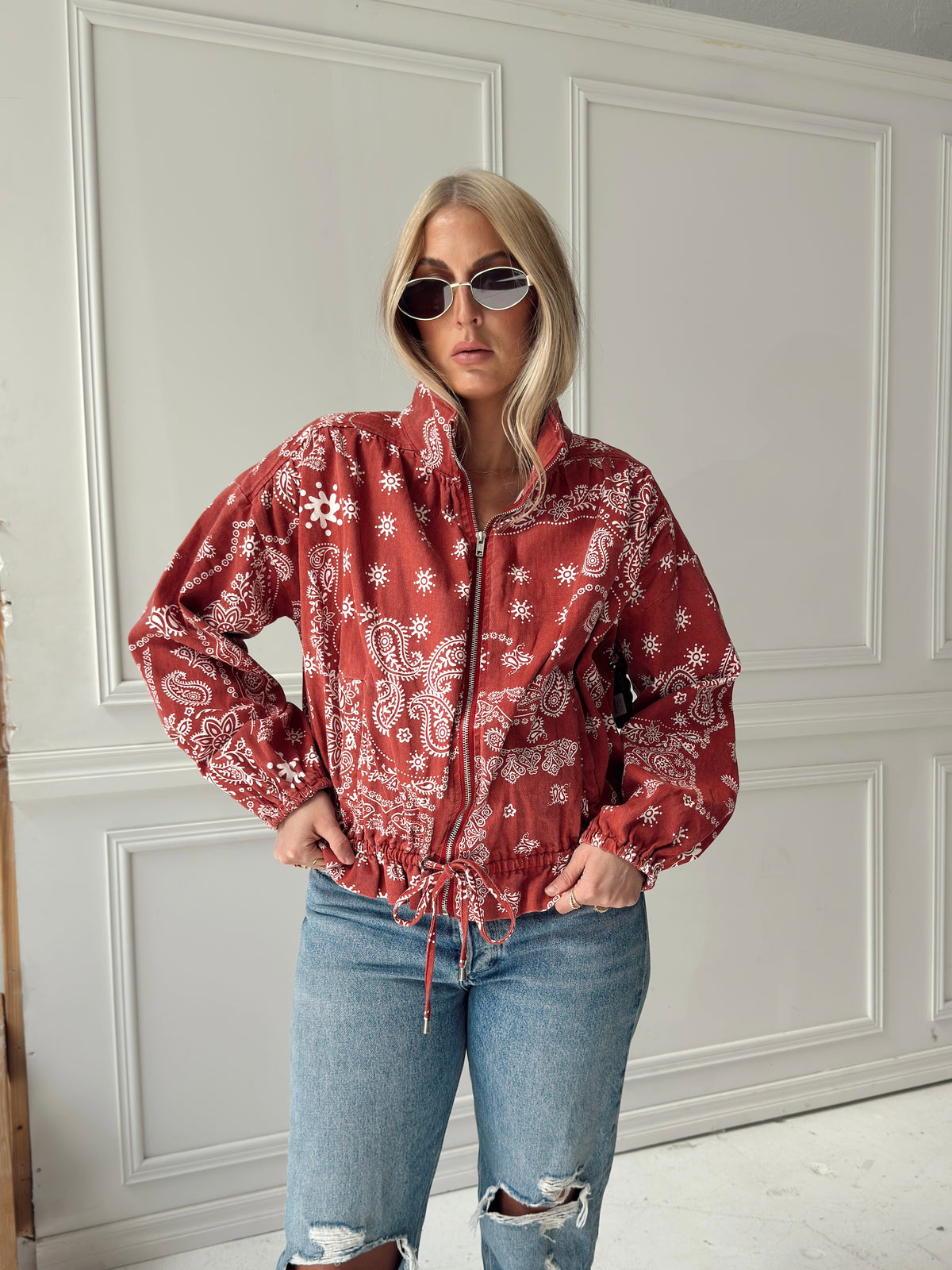 Chloe Bandana Print Bomber Jacket