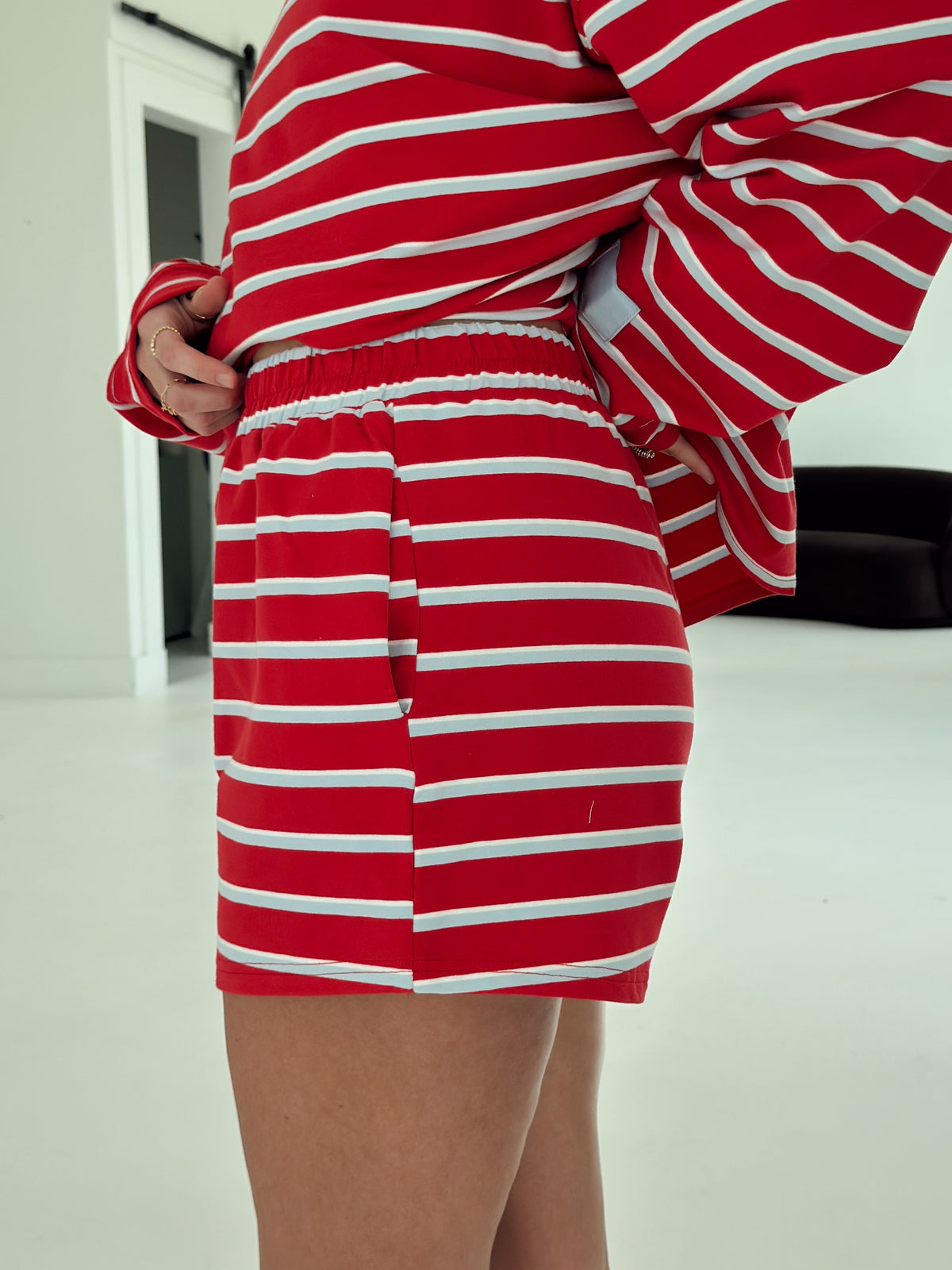 Crosby Stripe Shorts - Tomato and Baby Blue