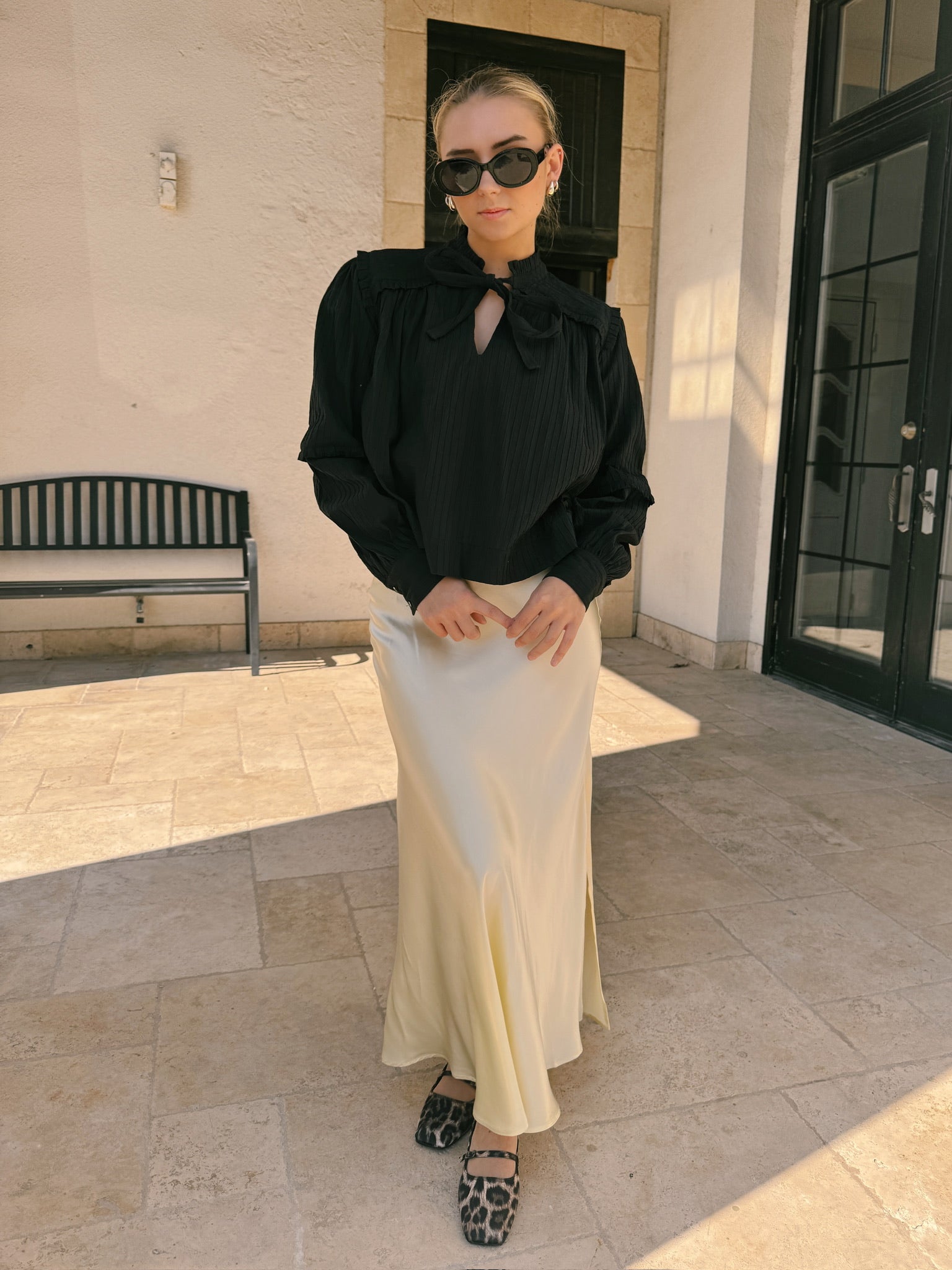 JiJi Pale Yellow Satin Skirt