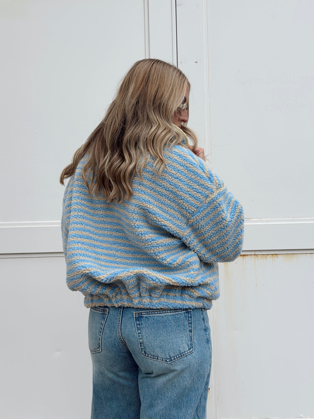 Madi Stripe Oversized Fleece Jacket