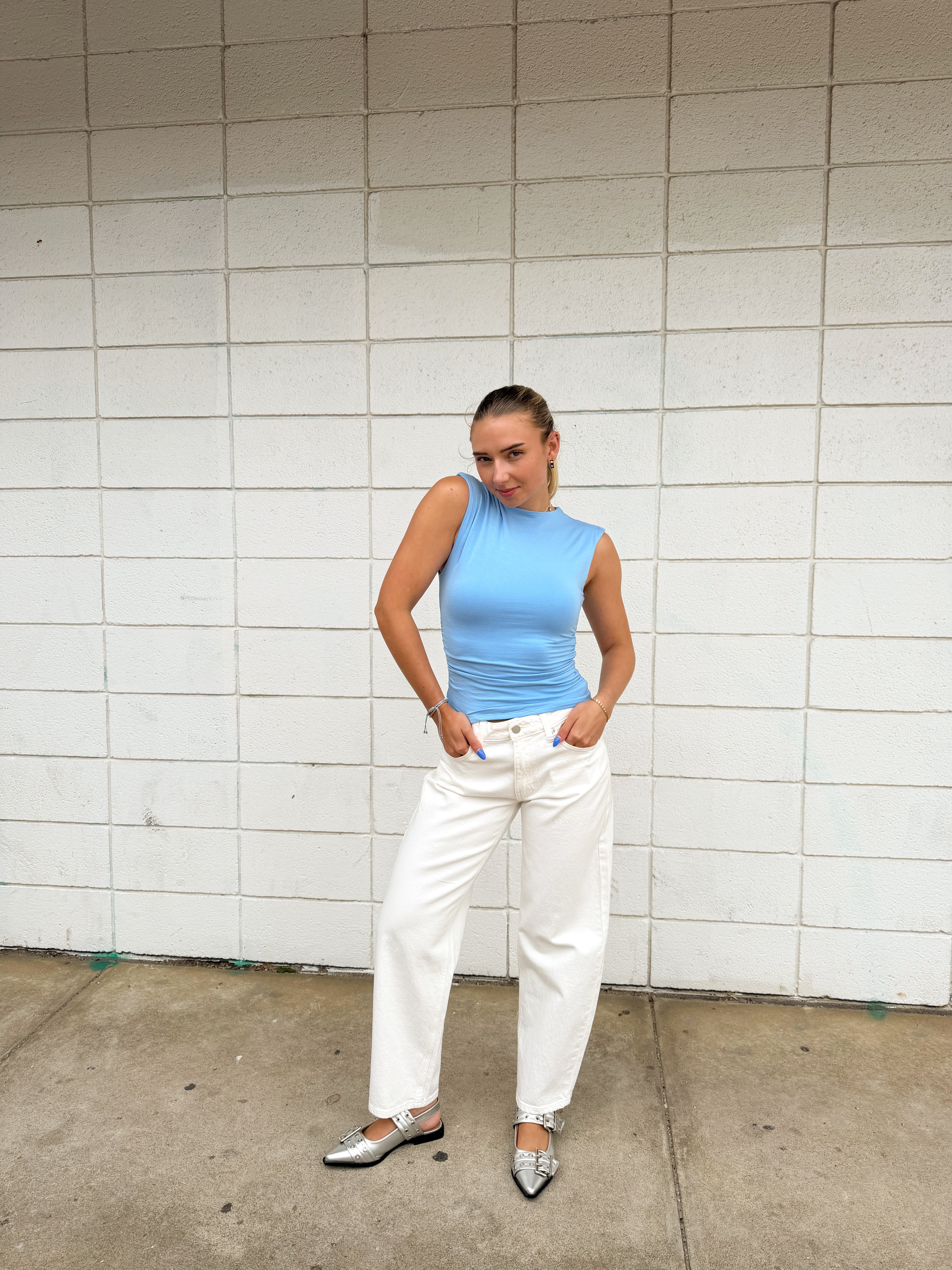 Side Seams Tank - Blue