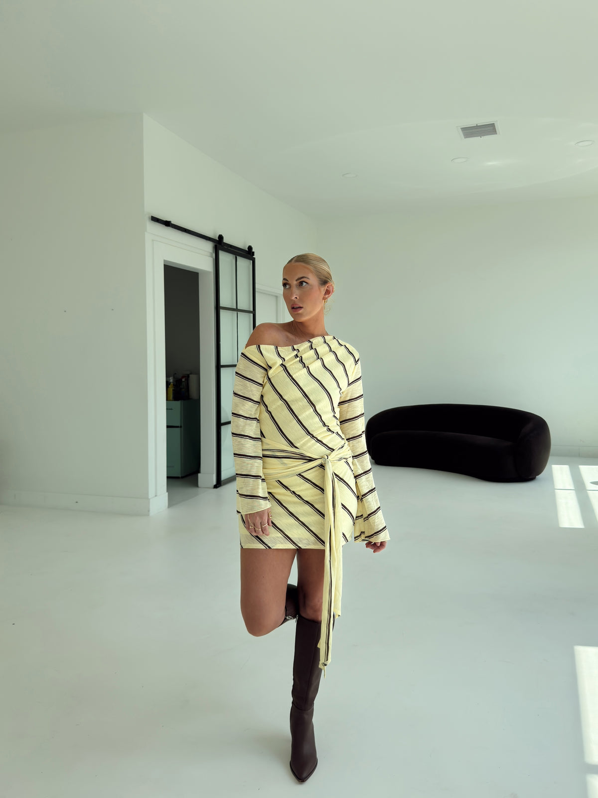 Abigail Yellow Stripe Mini Dress