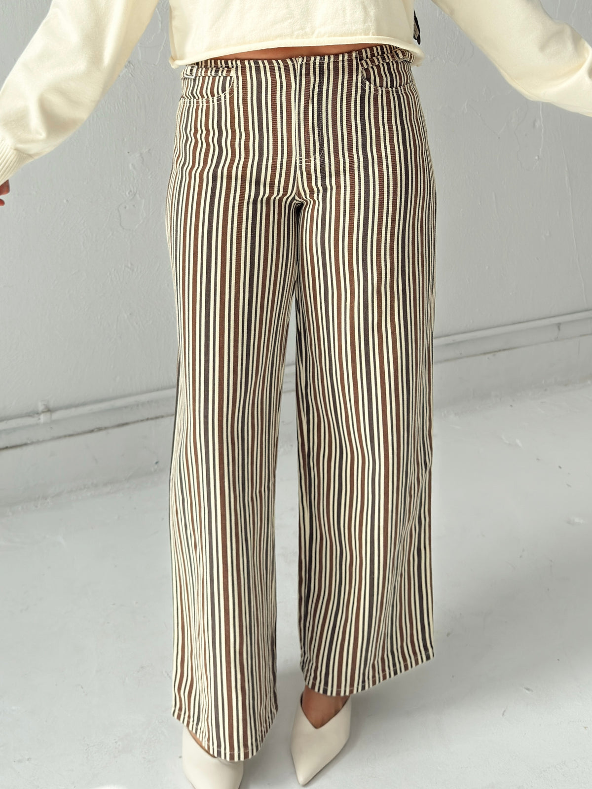 Britt Low Rise Buckle Stripe Pants
