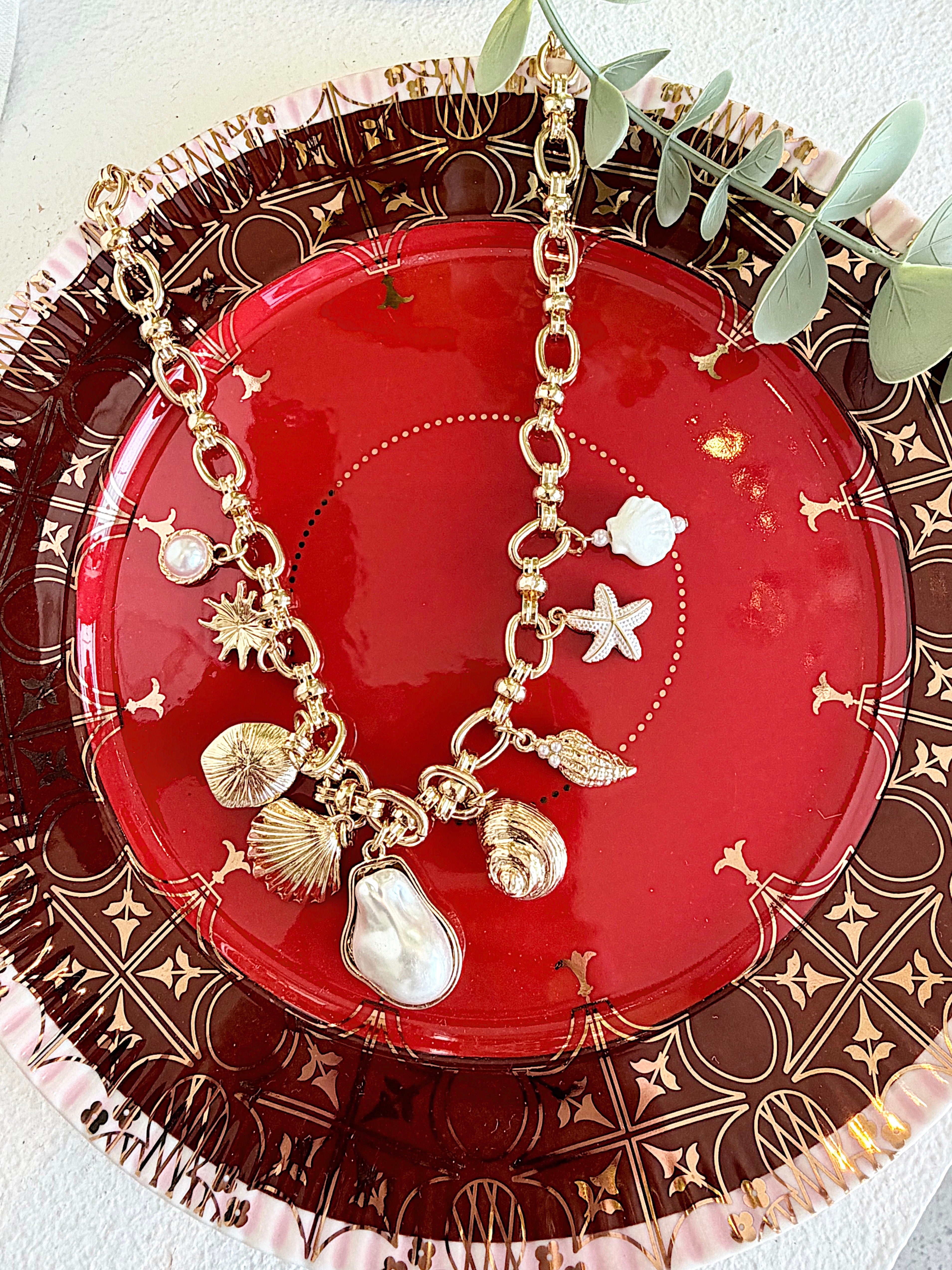 Pearls & Shells Charm Necklace