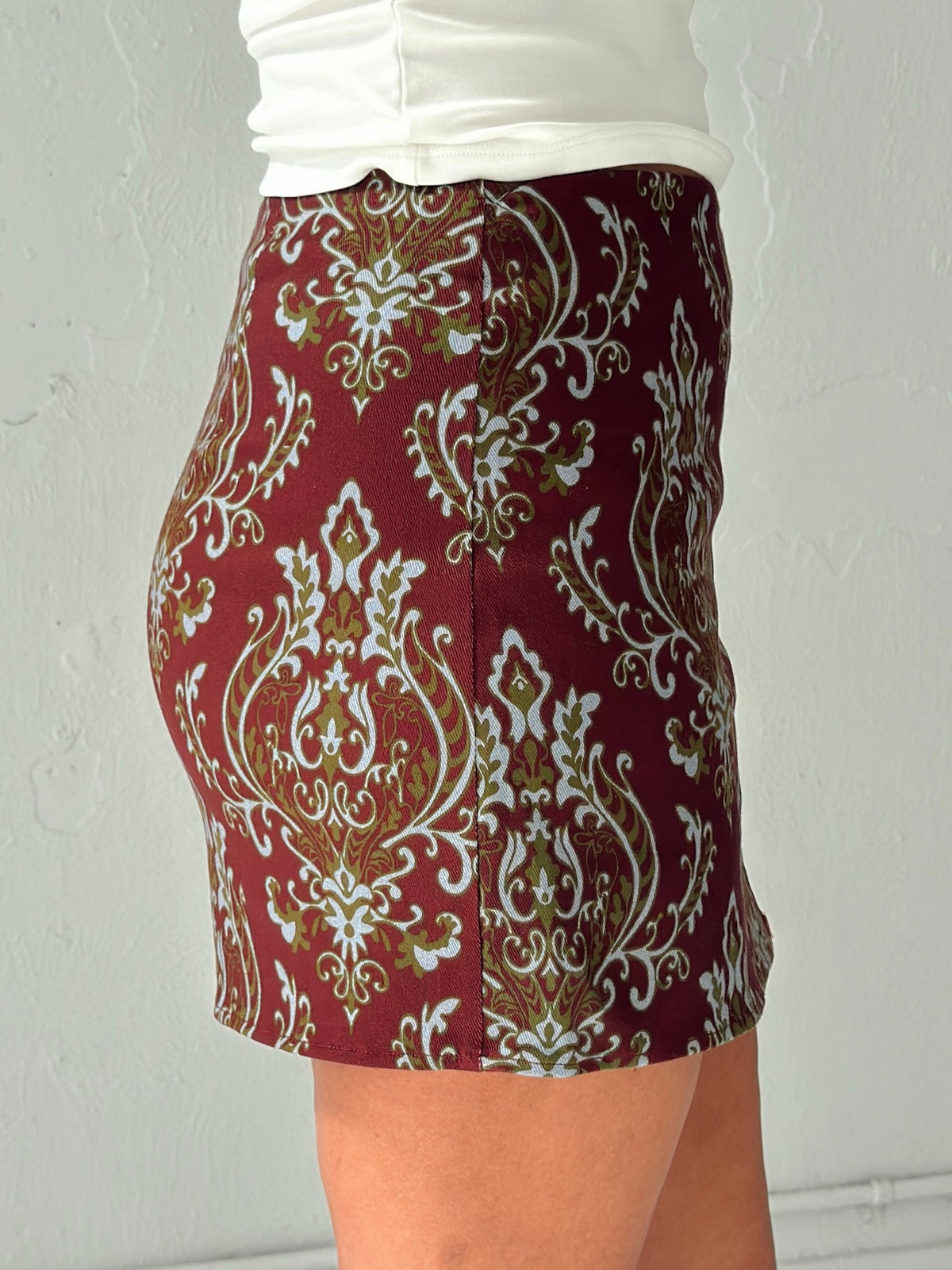 Ari Paisley Print Denim Mini Skirt