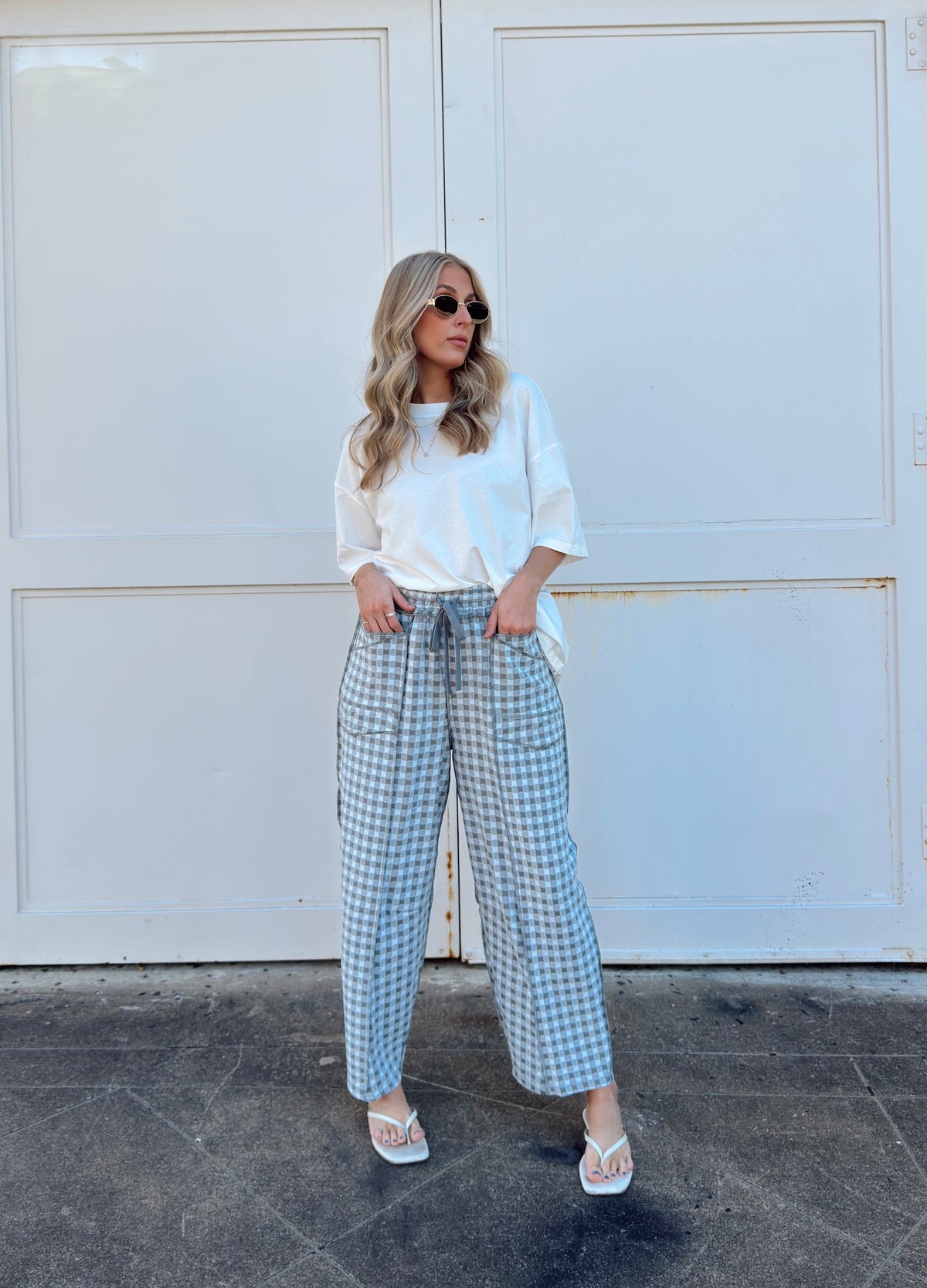 Bailey Barrel Knit Pants - Blue Grey