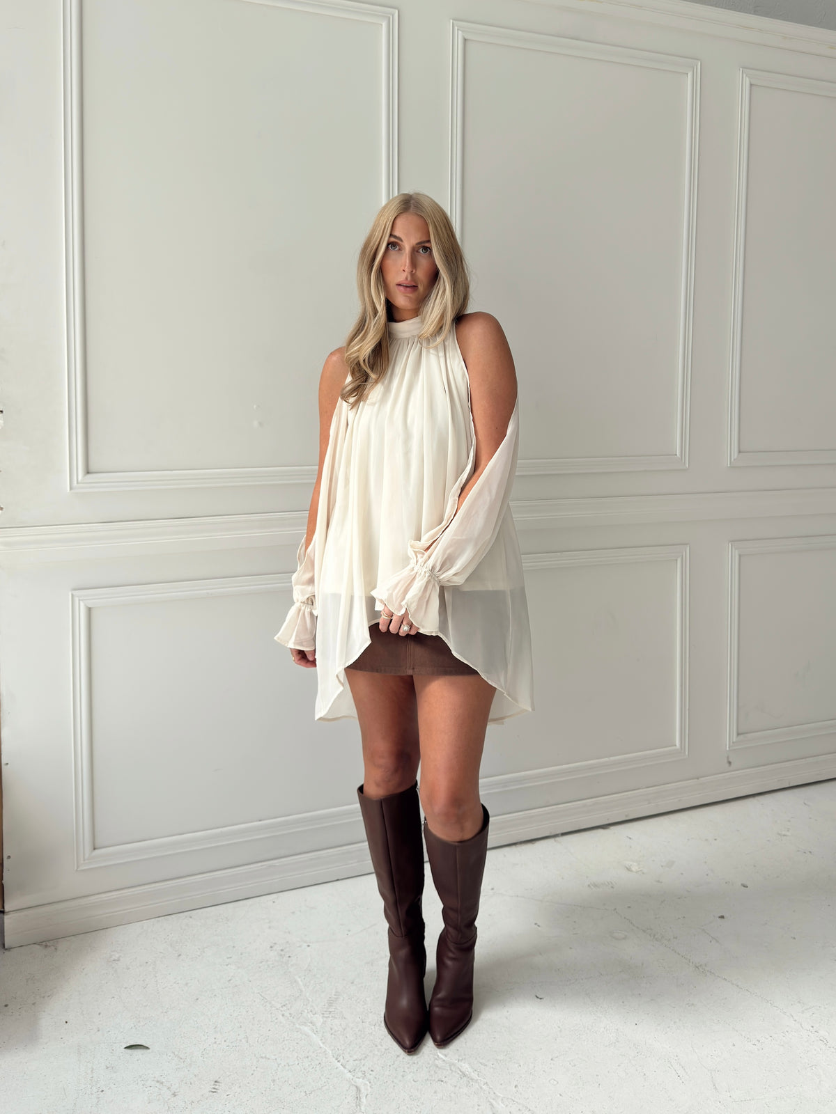Darla Chiffon Top - Cream
