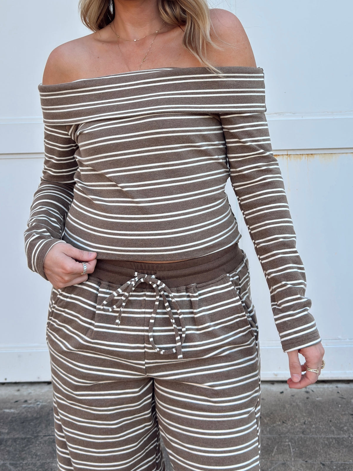 Tatum Stripe Off the Shoulder Top