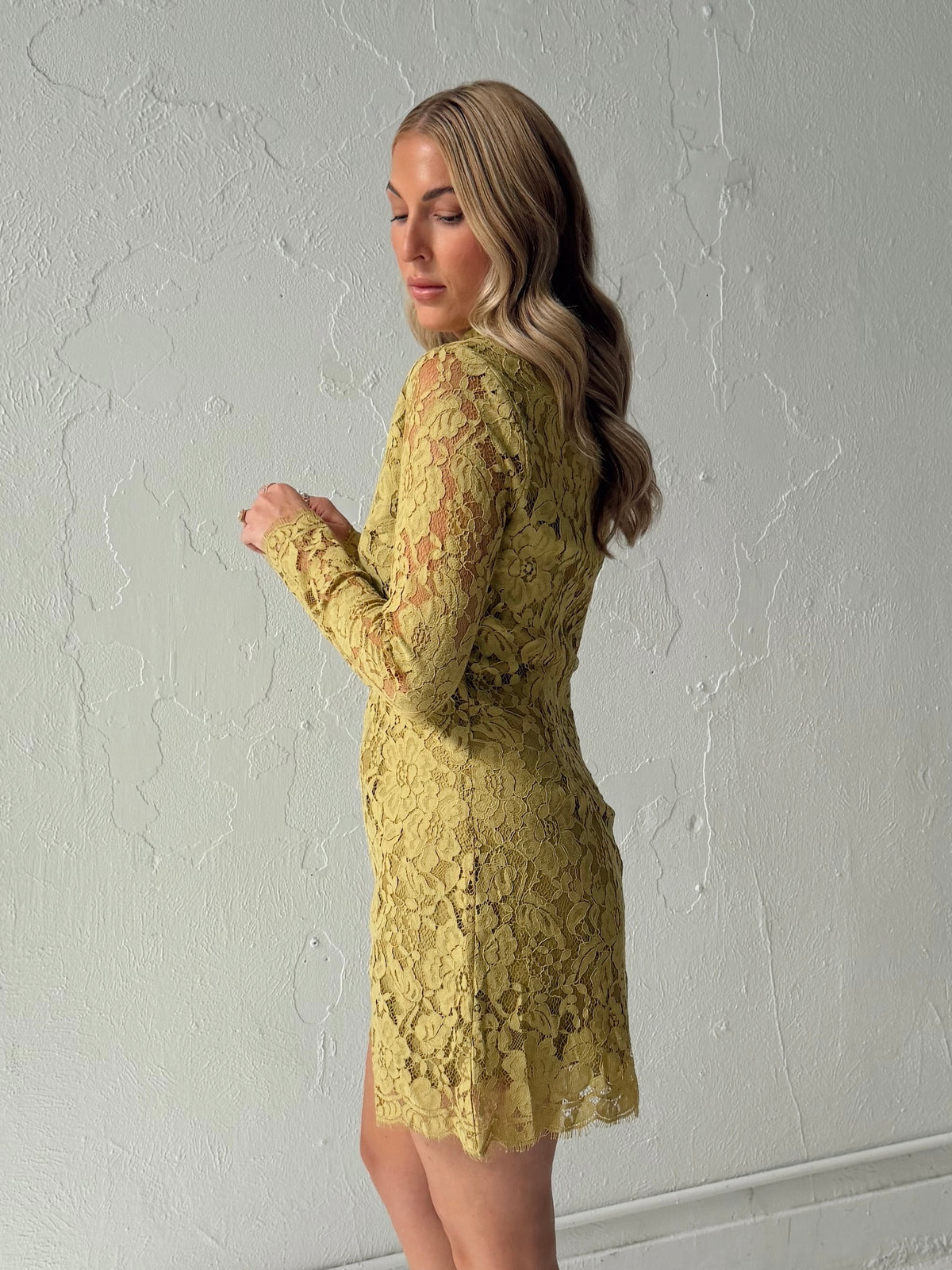 Juliette Floral Lace Mini Dress - Olive