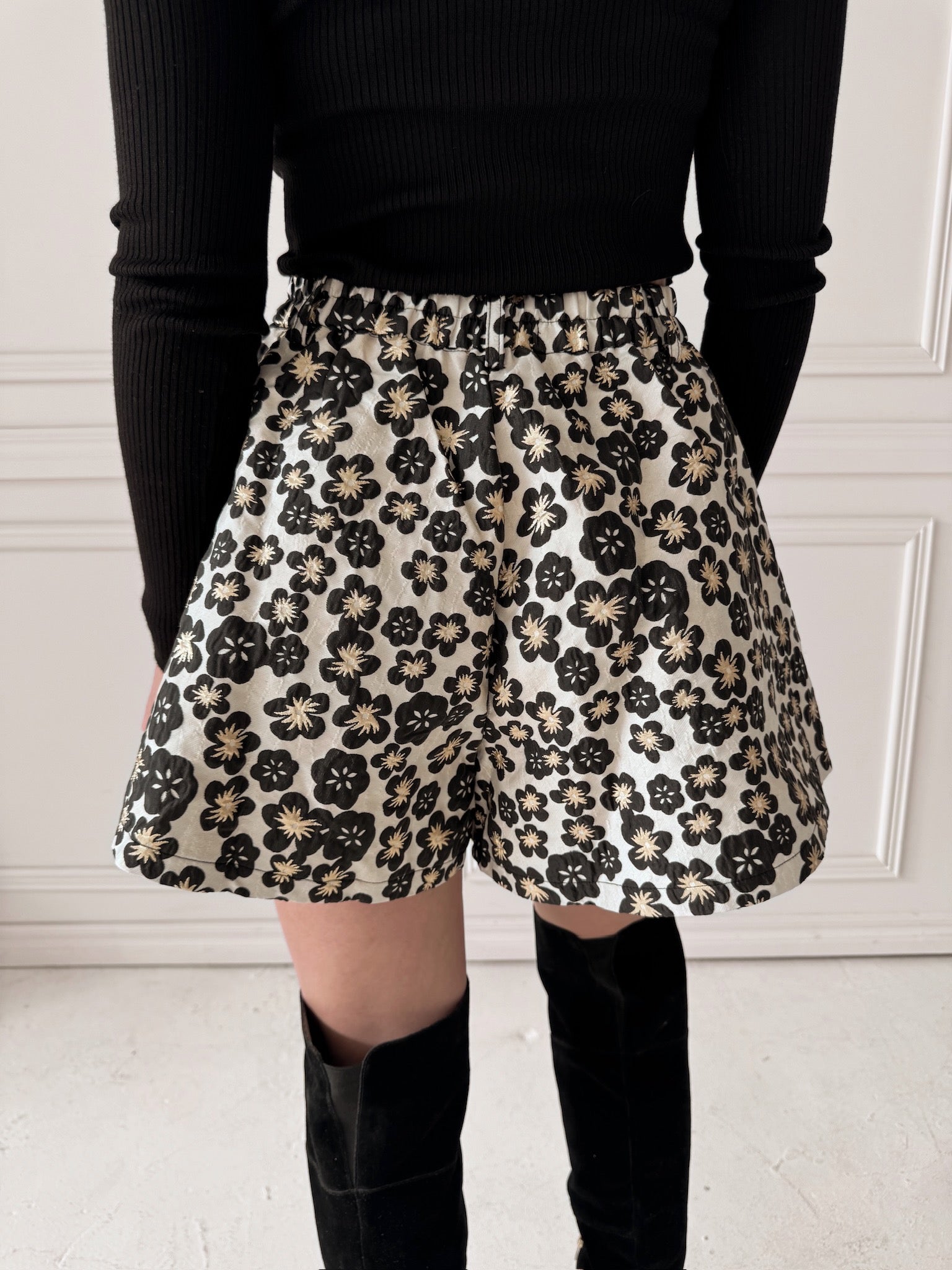 Meet Me in Santorini Black Jacquard Short