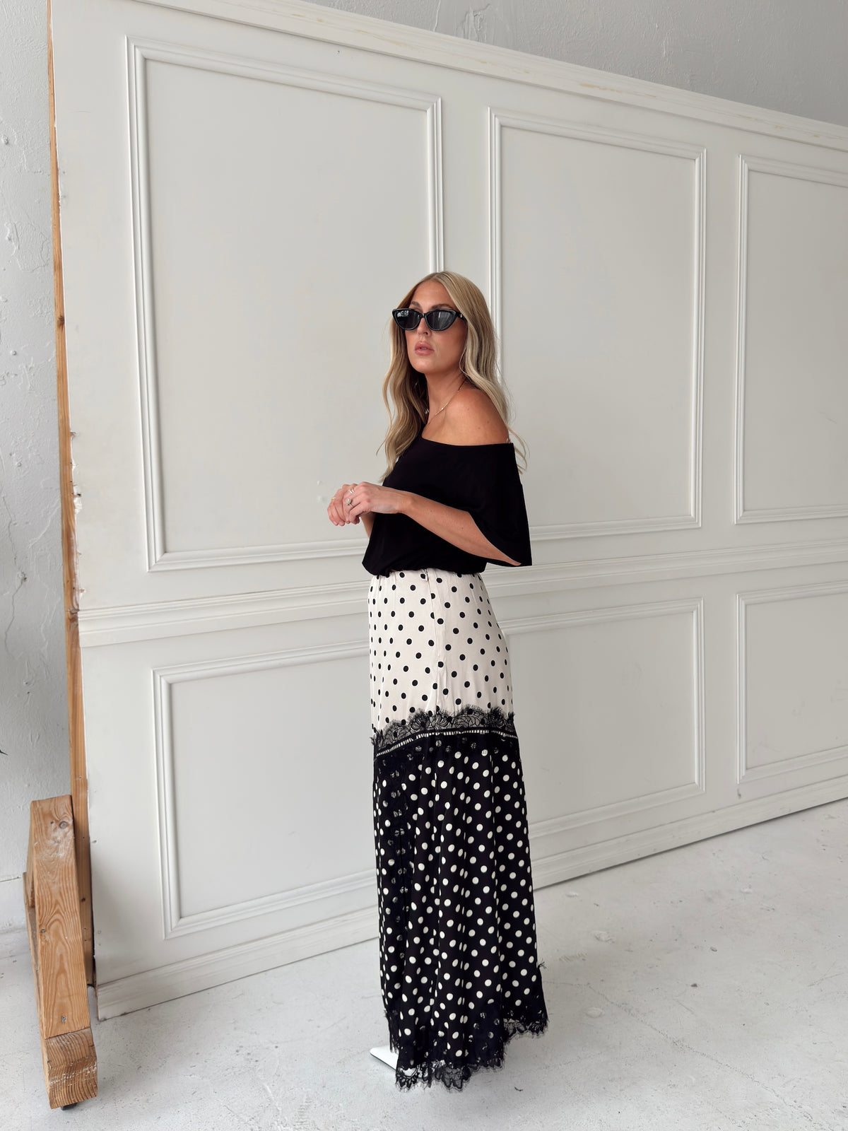 Diana Dual-Tone Polka Dot Maxi Skirt