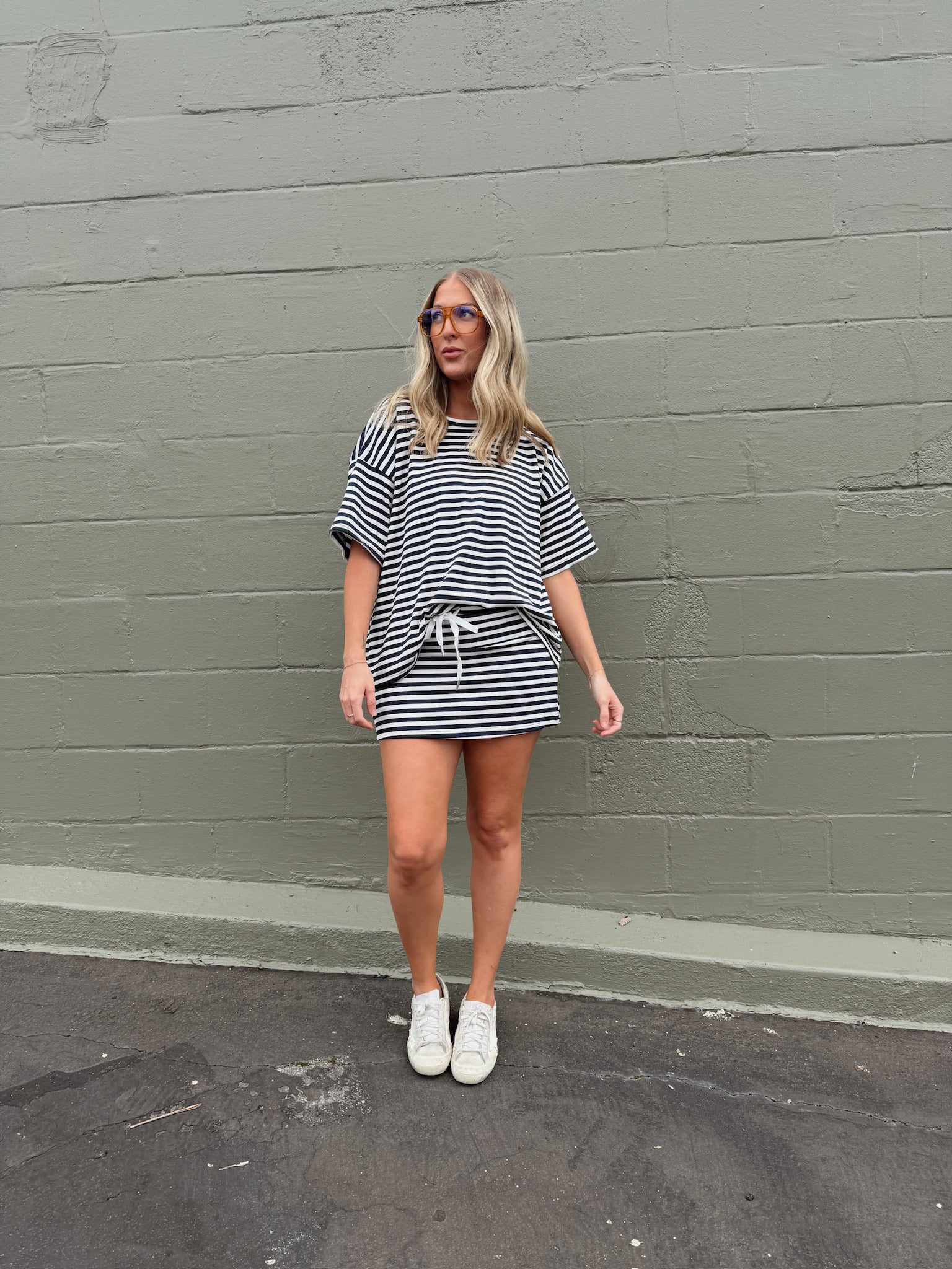 Weekender Stripe Skort - Navy