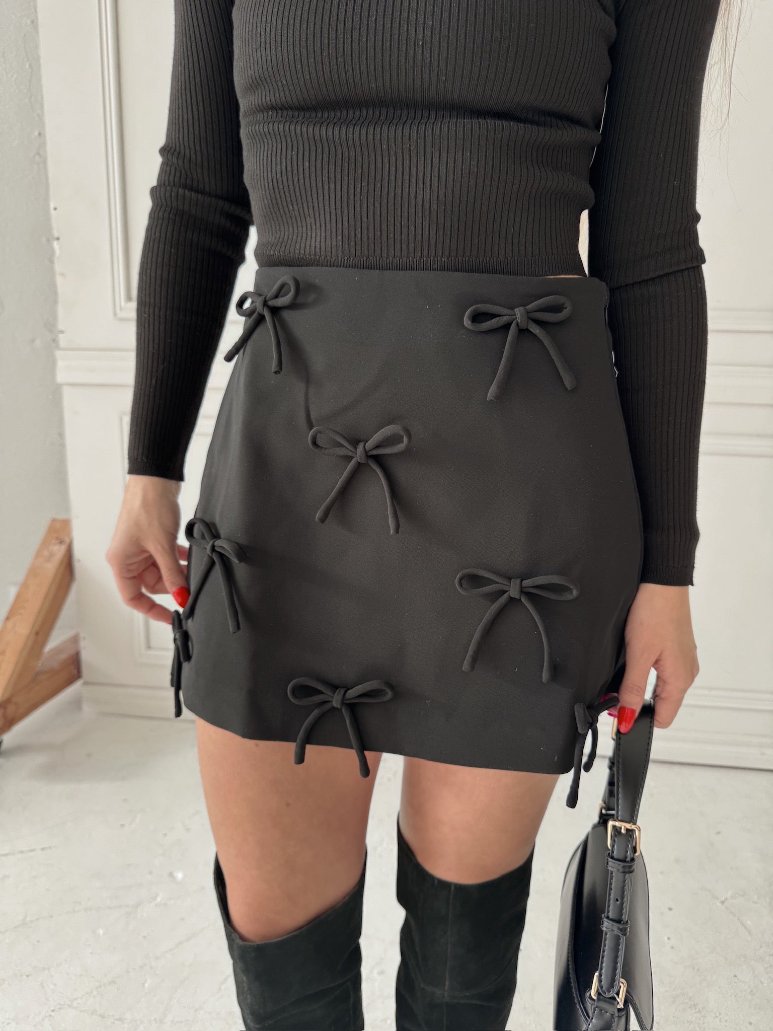 English Factory Black Bow Skirt