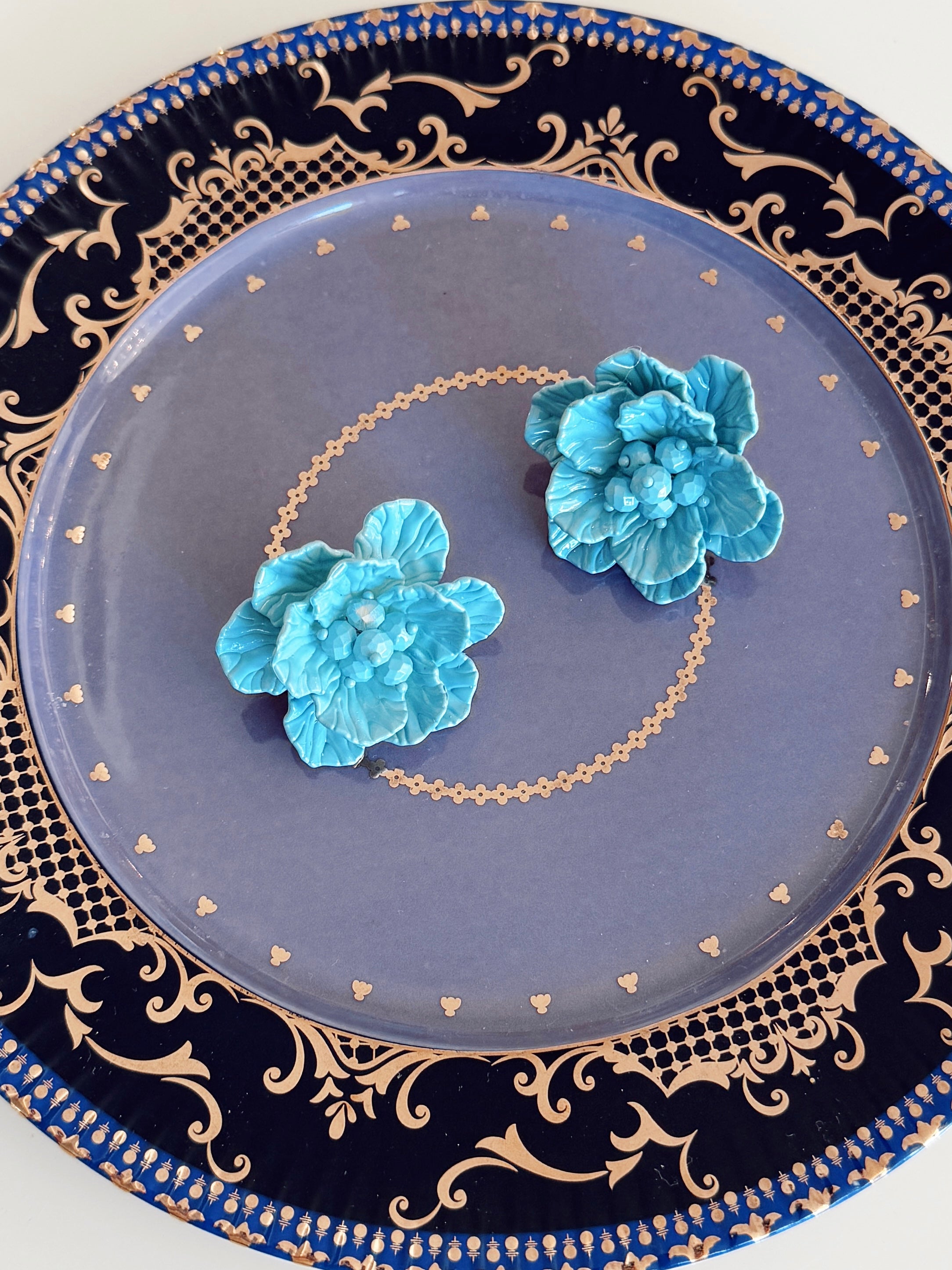 Blue Flower Beaded Earring