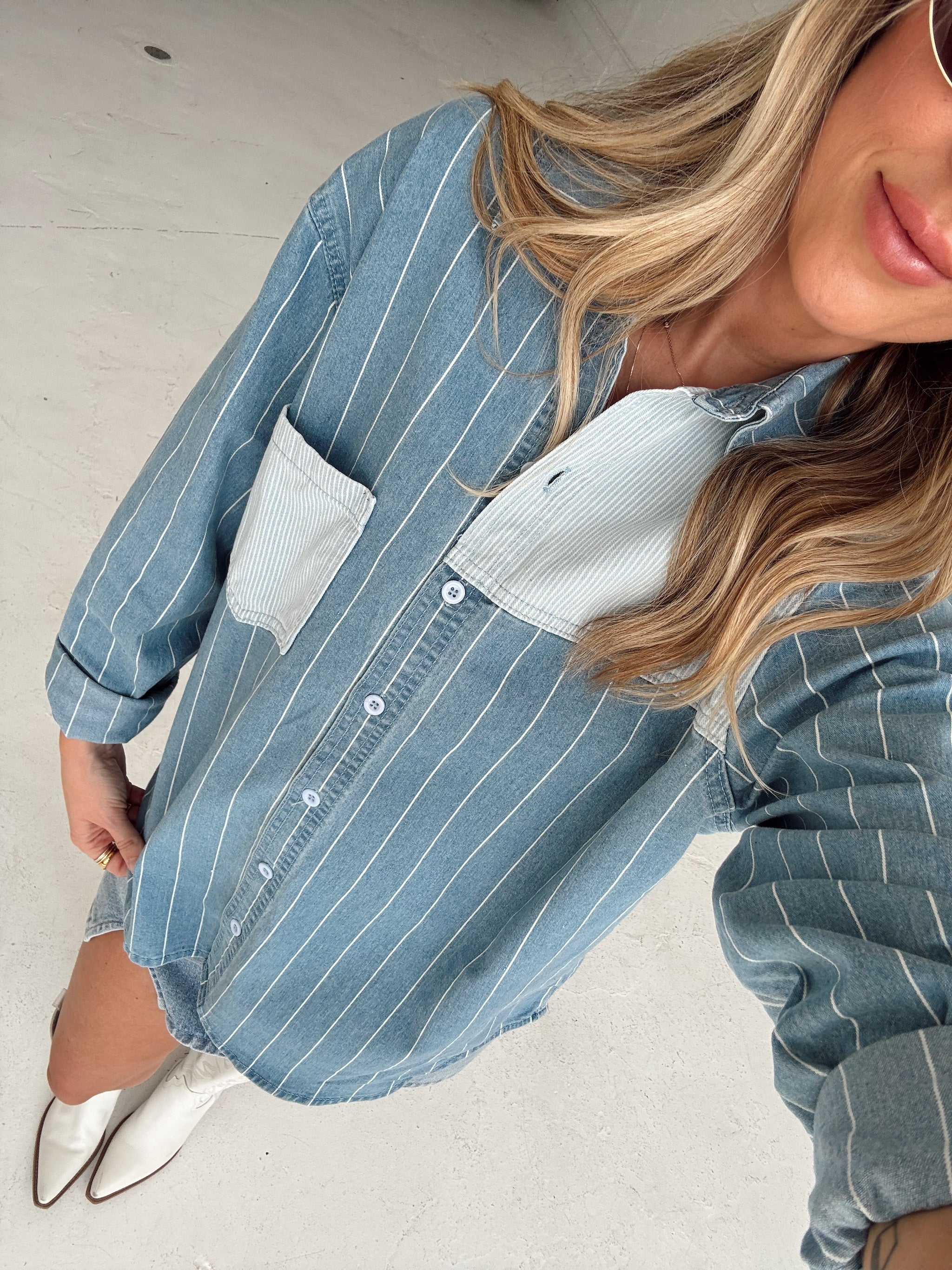 Baylee Blue Denim Button Down