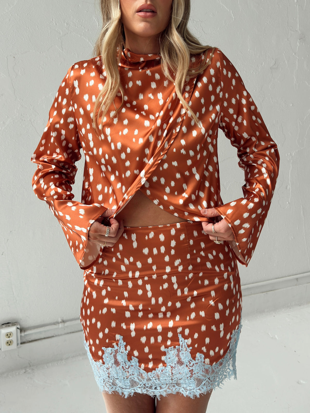 Miley Spotted Wrap Crop Top
