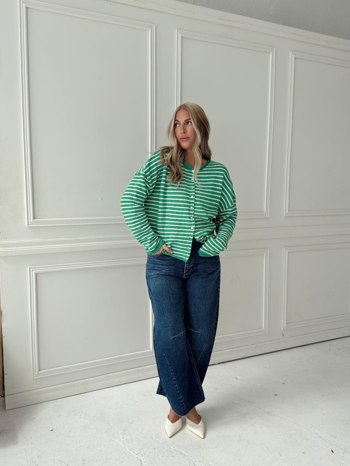 Brynn Striped Cardigan - Green