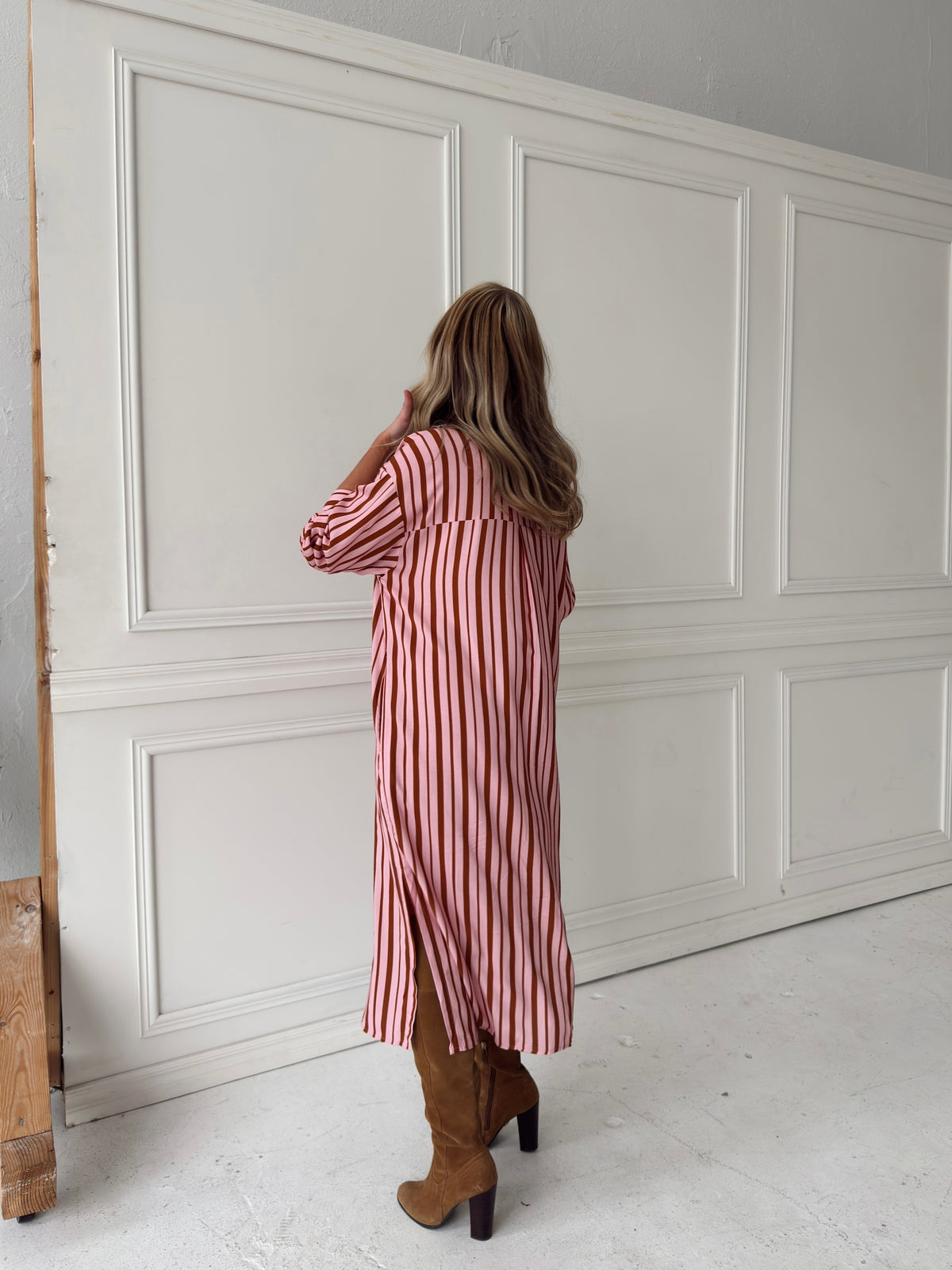 Warren Pink & Brown Midi Dress