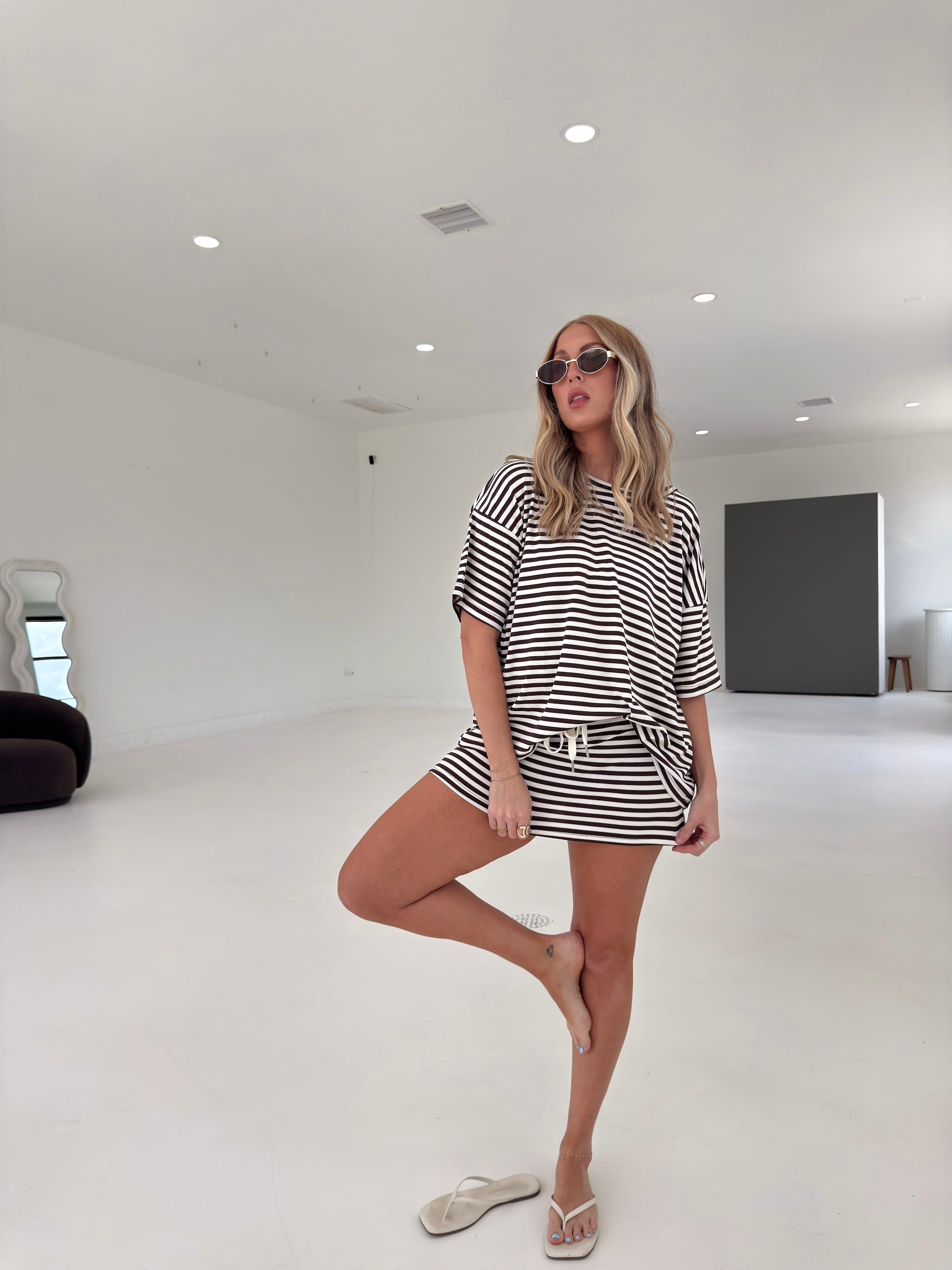 Pre-Order Weekender Stripe Top - Brown (restock eta 8/30)