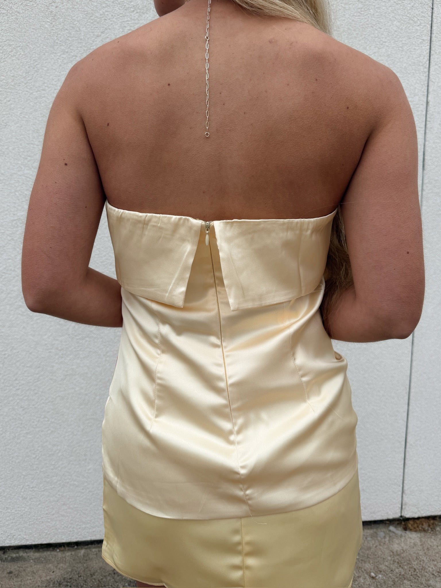 Tropics Strapless Satin Top