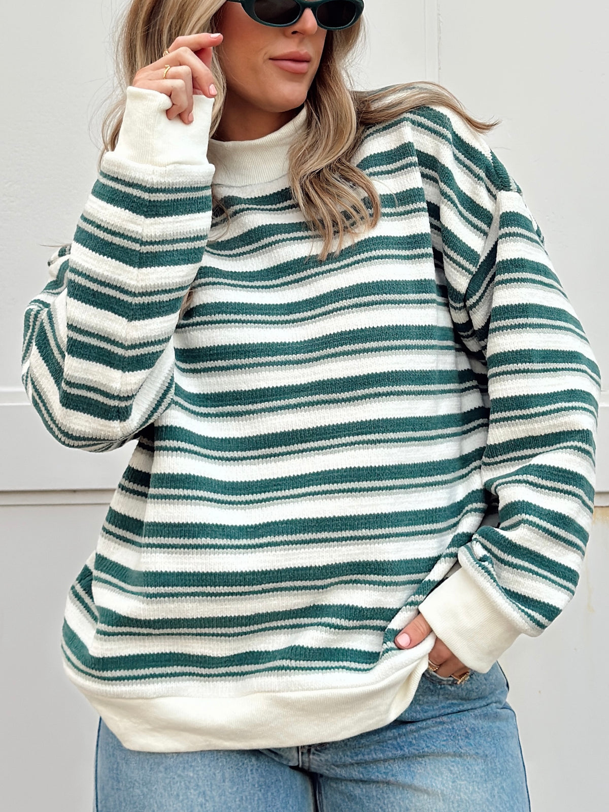 Sidney Striped Mock Neck Sweater