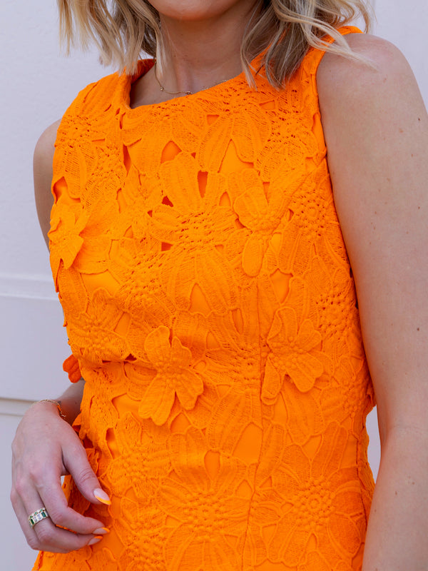 Endless Rose Orange Floral Embroidered Mini Dress