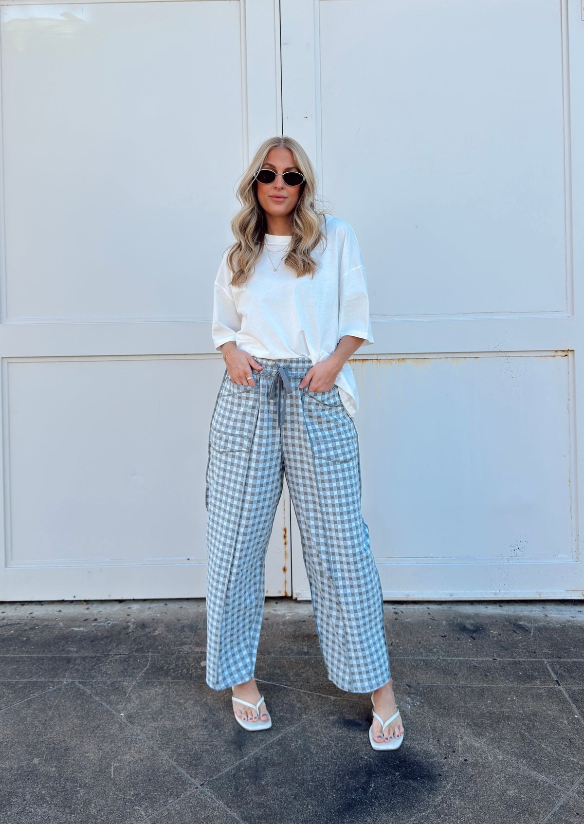 Bailey Barrel Knit Pants - Blue Grey