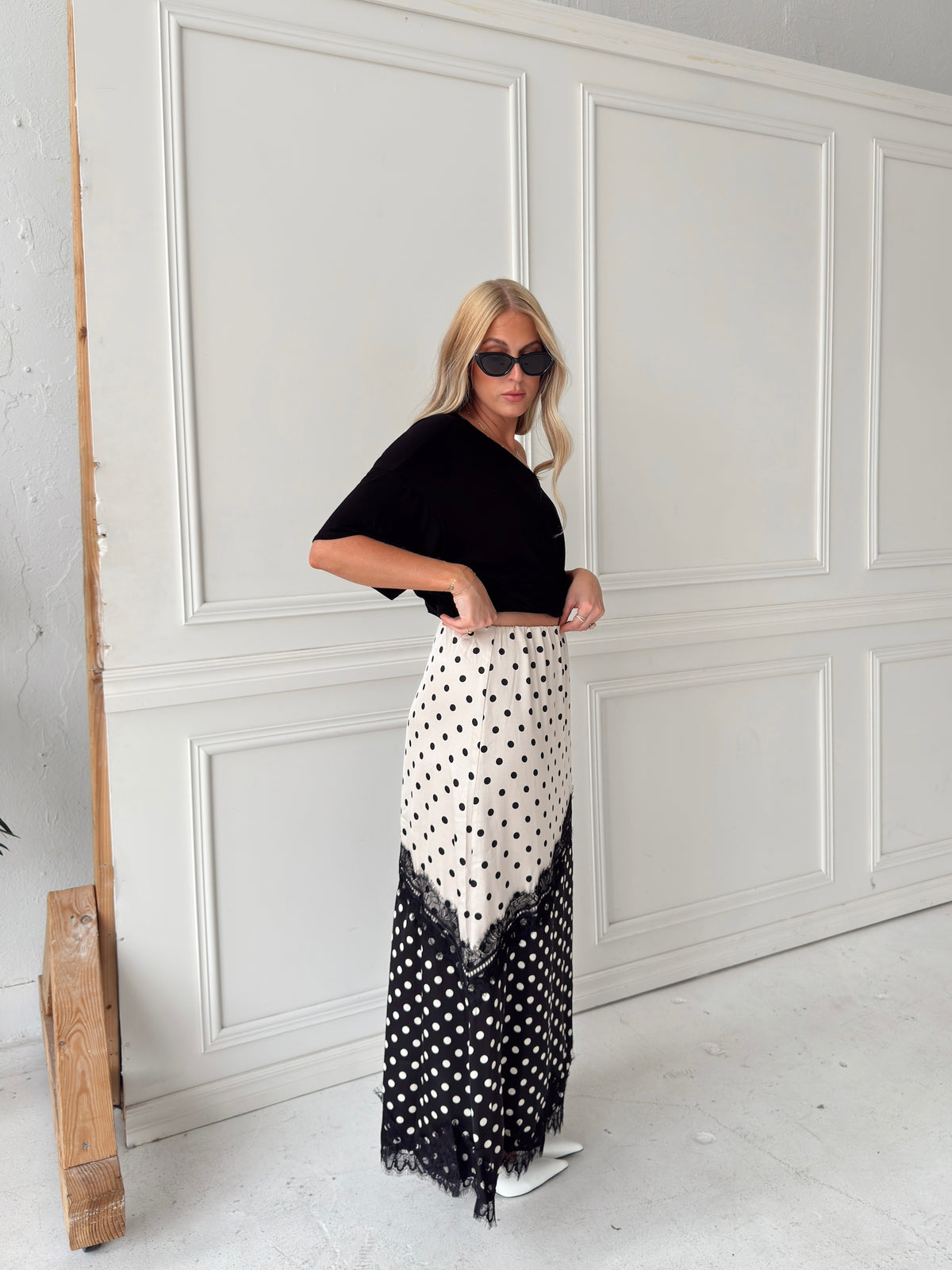 Diana Dual-Tone Polka Dot Maxi Skirt
