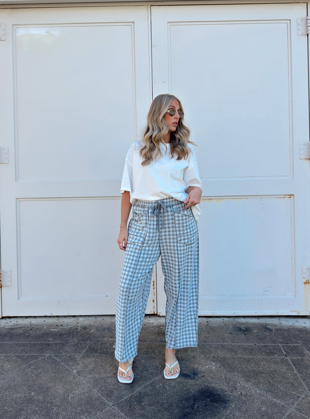 Bailey Barrel Knit Pants - Blue Grey