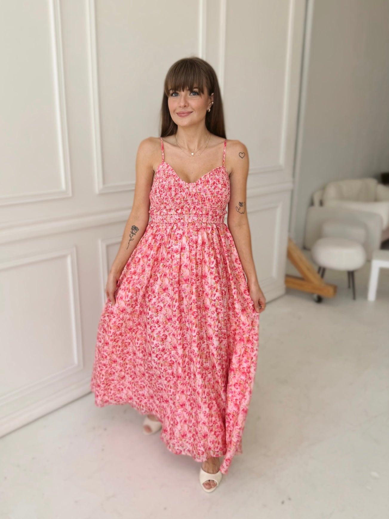 Meet Me in Santorini Rosy Breeze Maxi Dress