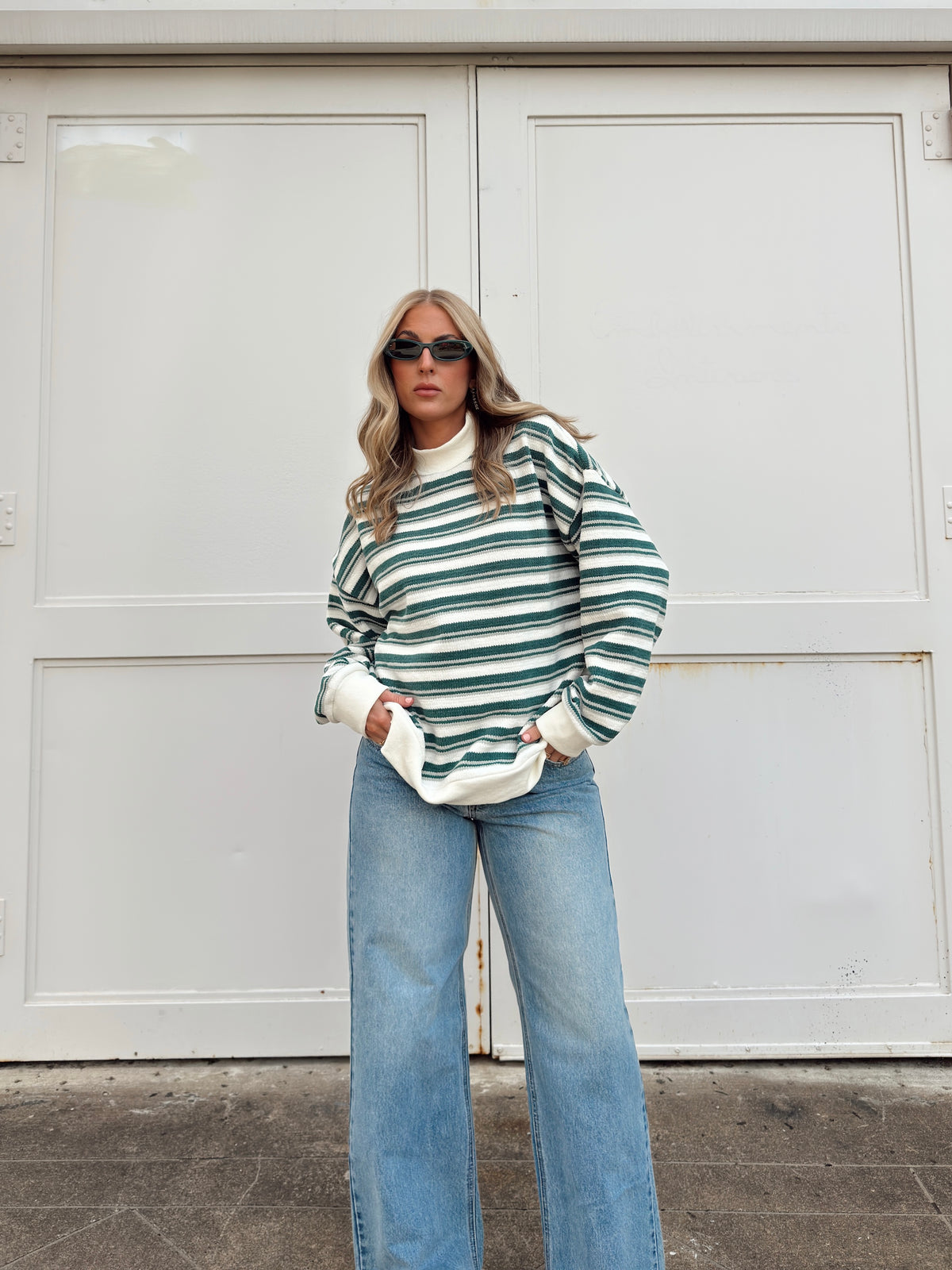 Sidney Striped Mock Neck Sweater