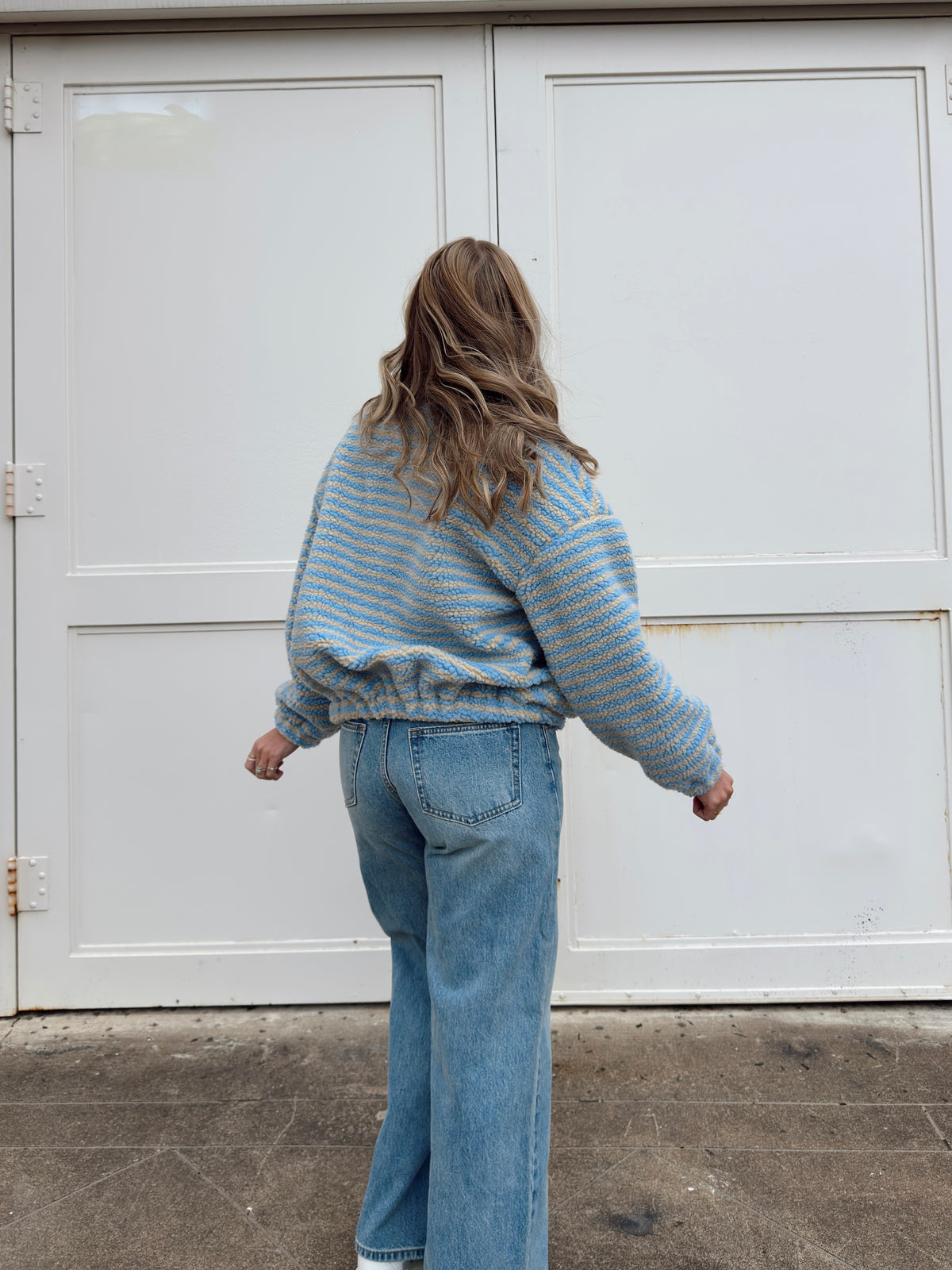 Madi Stripe Oversized Fleece Jacket