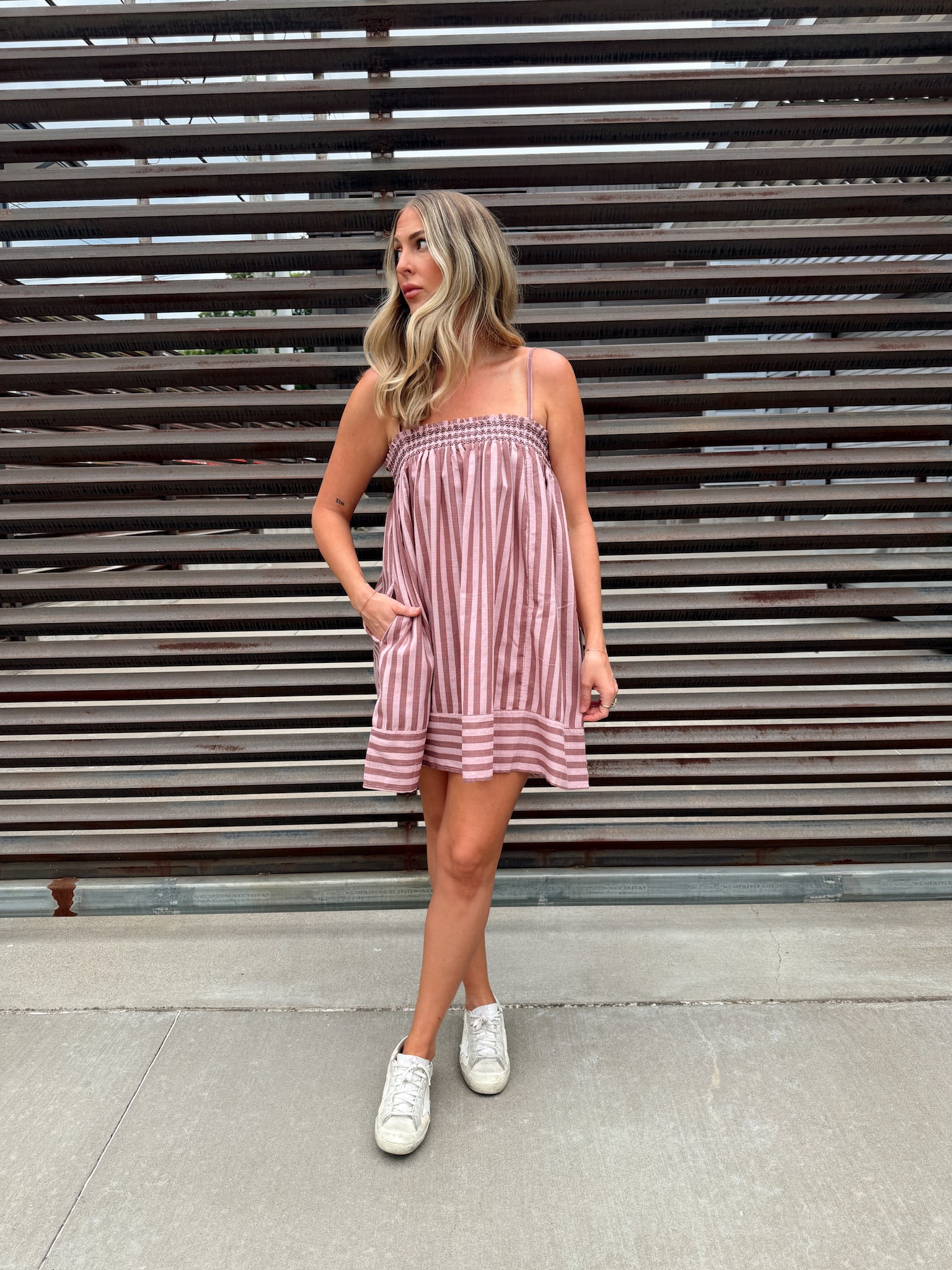 Summer Stripes Mauve Mini Dress
